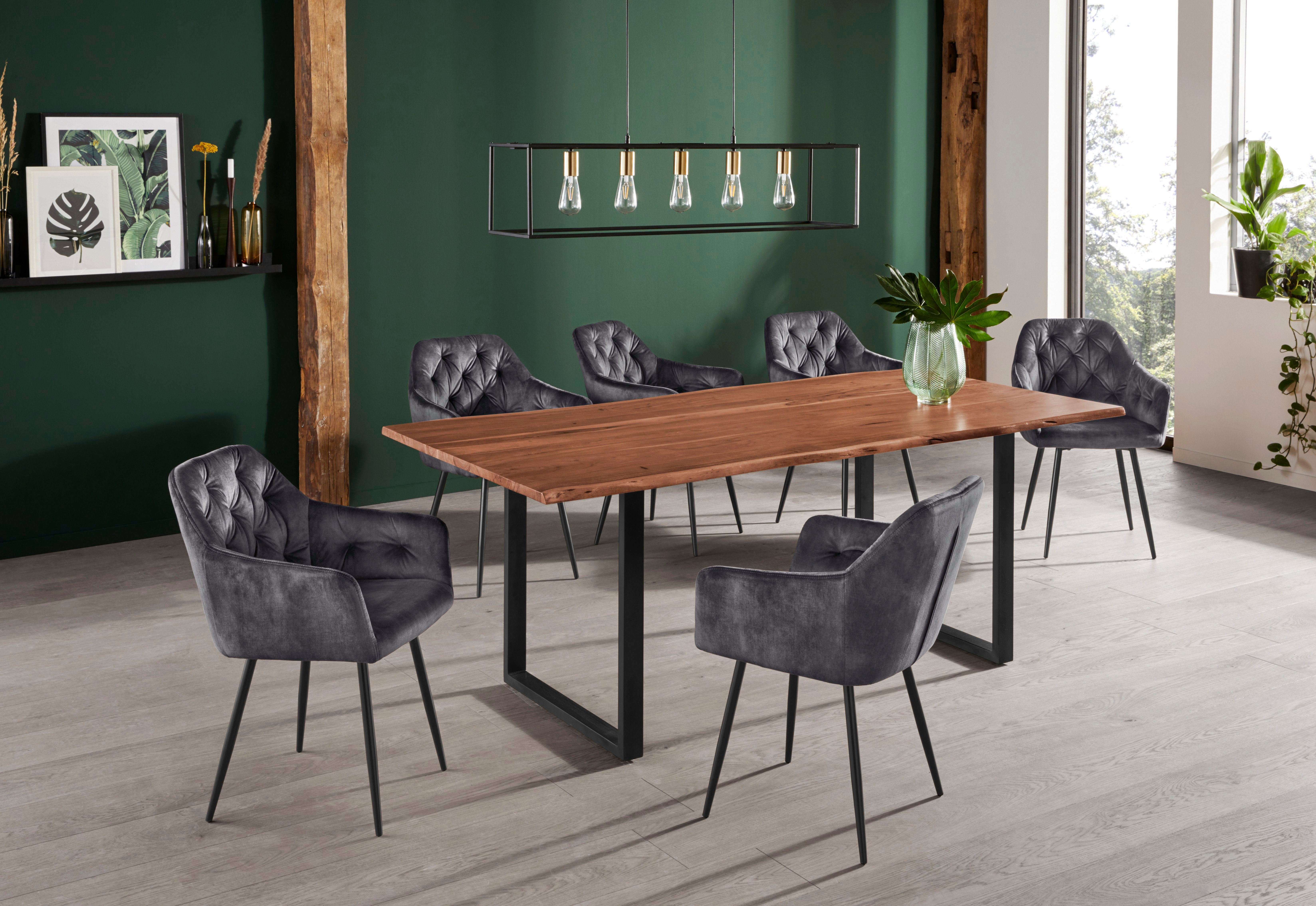 HELA Eetkamerstoel Kira schaalstoel Boho, bestseller Stoel met armleuningen fluweel of microvezel bekleding (set, 2 stuks)