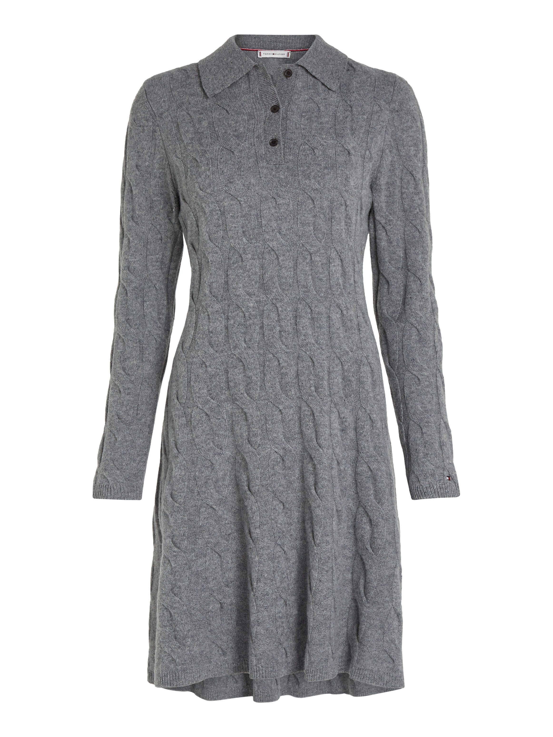 Tommy Hilfiger Gebreide jurk SOFT WOOL CABLE POLO SWT DRESS