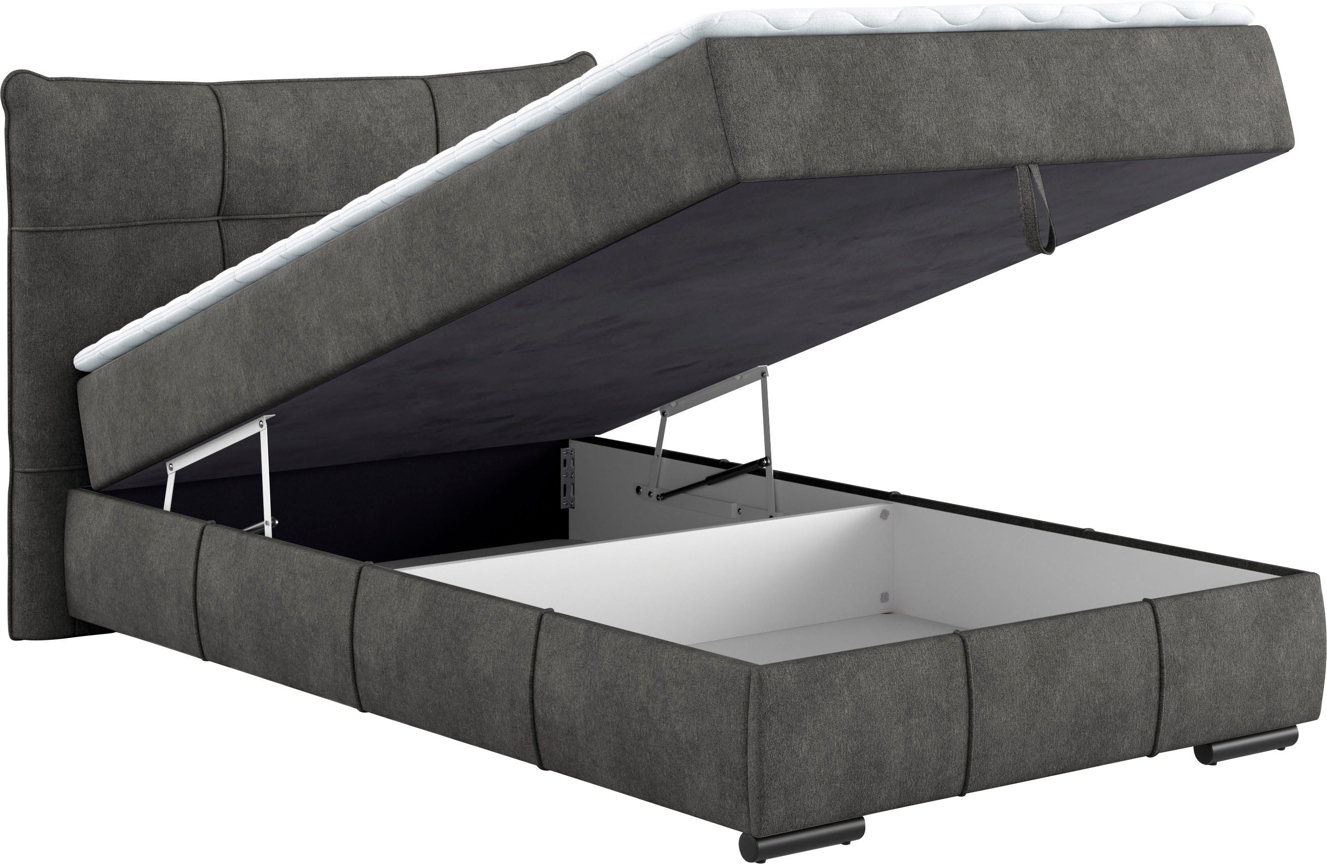 Mr. Couch Boxspring Brewdley met bedkist, incl. matras Topmatras en sierkussen, in verschillende hardheden beschikbaar