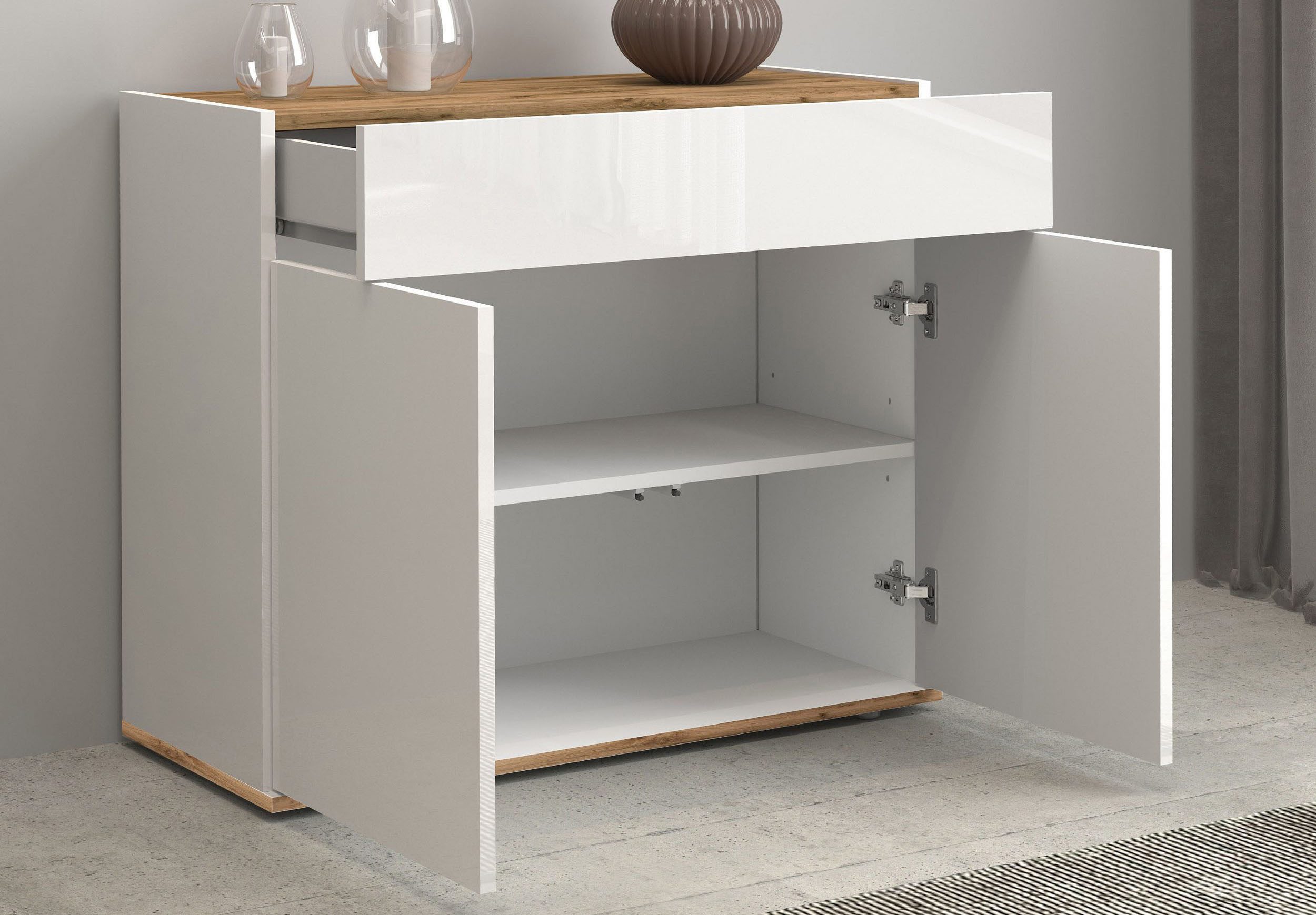 INOSIGN Dressoir Garda, Ladekast, Kast, Buffet 2 deuren, 1 lade, greeploos breedte 80,9 cm