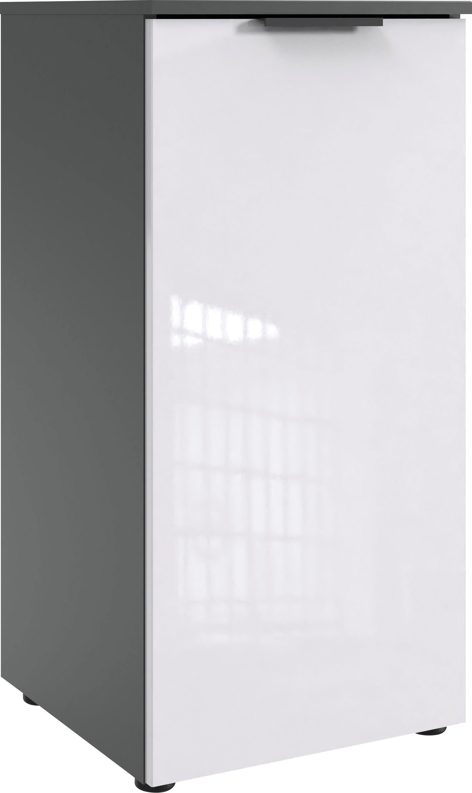 Wimex Kast Level36 D by fresh to go 1-deurs met soft-close functie, gelakte voorkant, zwarte handgrepen dressoirs wit