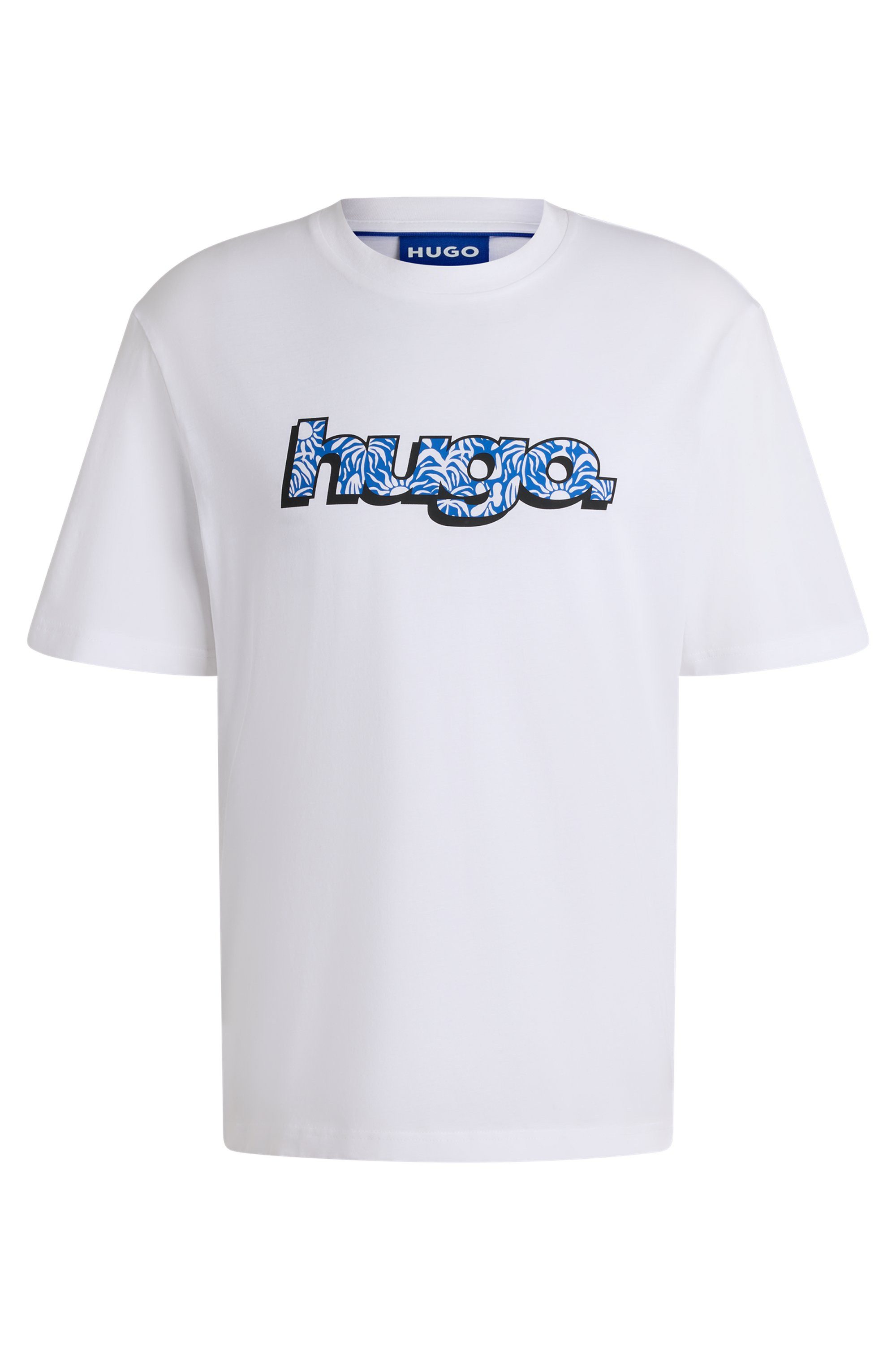 HUGO Blue T-shirt Nugibol met grote logoprint