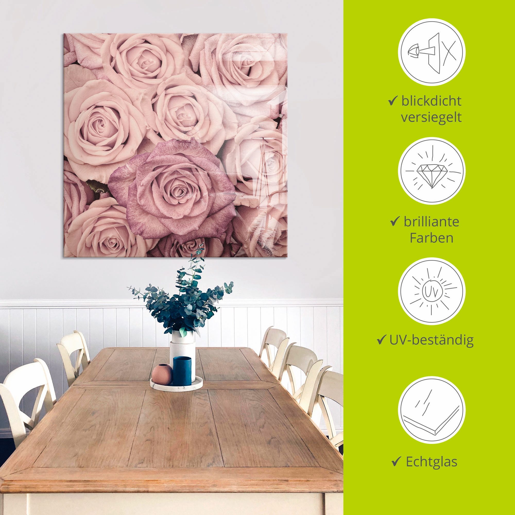 Artland Print op glas Rosen in verschillende maten