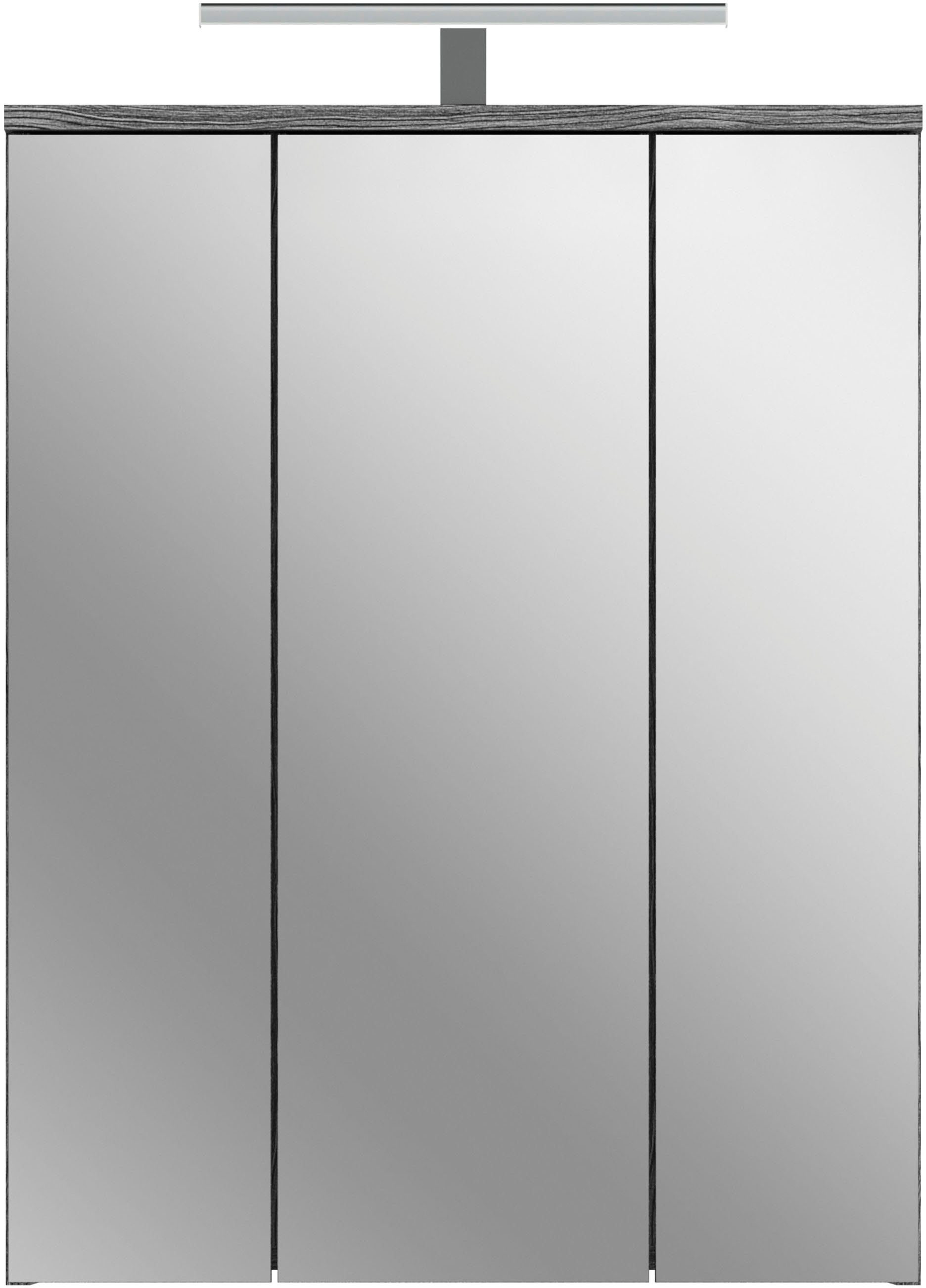 welltime Badkamerspiegelkast LUCCA, TOPSELLER!, Breedte 60 cm, incl. LED-verlichting, 3 spiegeldeuren (set, 2-delig)