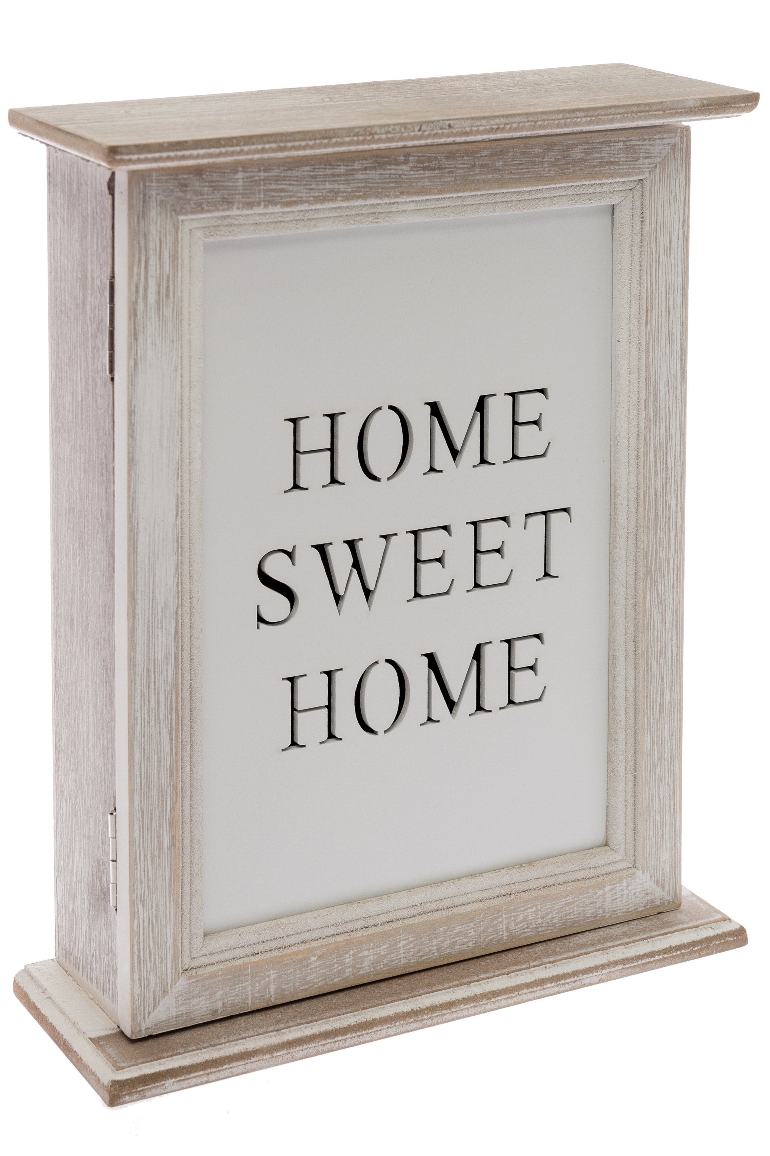 Home affaire Sleutelkastje Home Sweet home, wit met 6 haken & opschrift, shabby look