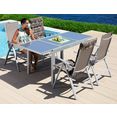 merxx tuin-eethoek amalfi 4 klapstoelen, tafel 90x120-180 cm, aluminium-textiel (5-delig) bruin