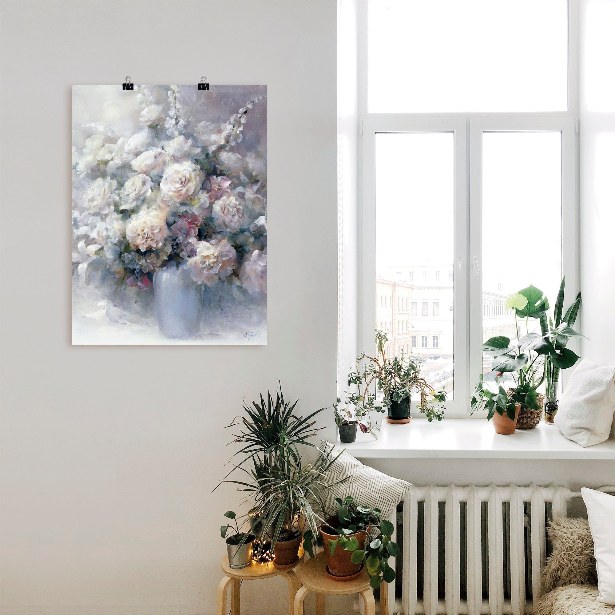 Artland Artprint Witte struisvogel als artprint op linnen, poster in verschillende formaten maten