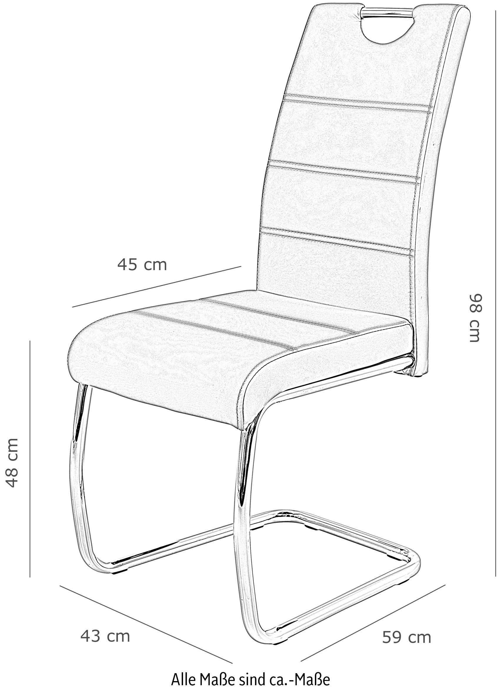 HELA Vrijdragende stoel Flora, eetkamerstoelen 1, 2 of 4 stuks, vrijdragende stoel