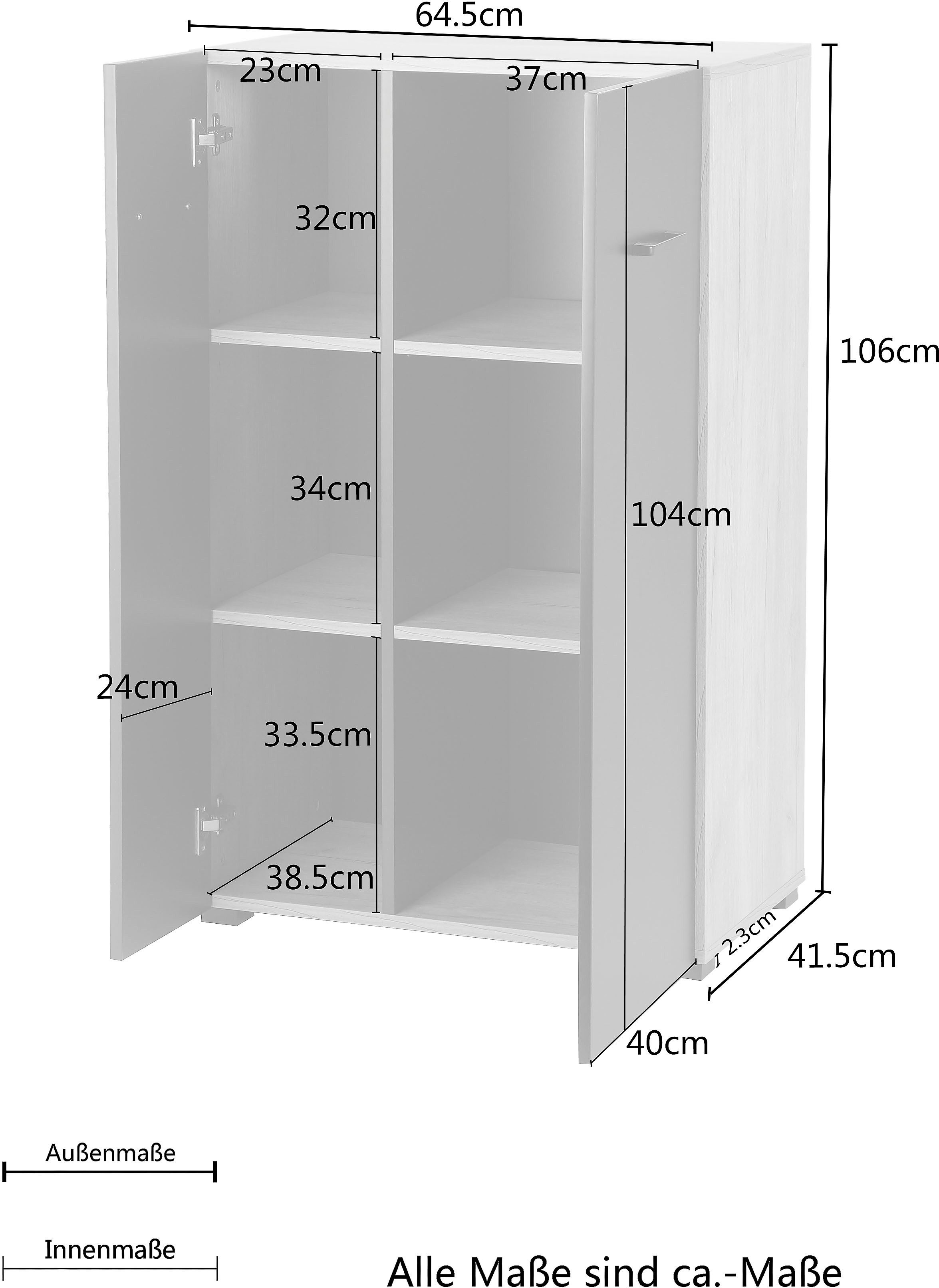 Places of Style Archiefkast Moid, multifunctionele kast, moderne commode met veel opbergruimte, afmetingen 64,5 x 41,5 x 106 cm