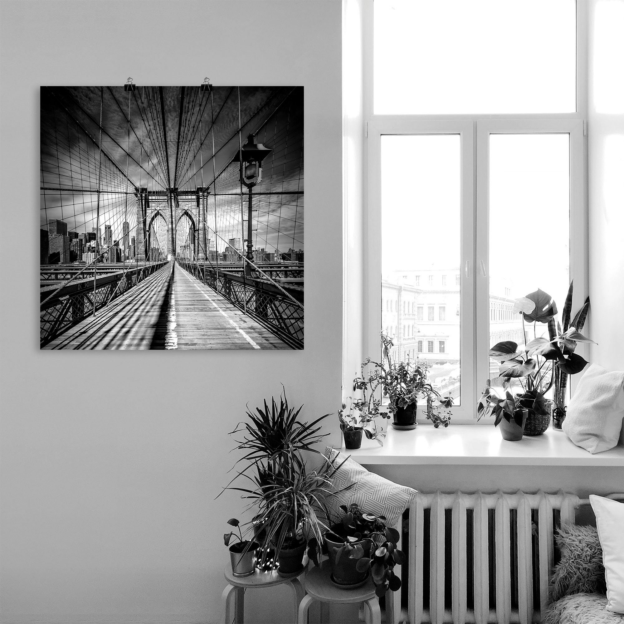 Artland Artprint New York City Brooklyn Bridge als artprint van aluminium, artprint voor buiten, artprint op linnen, poster in verschillende maten. maten