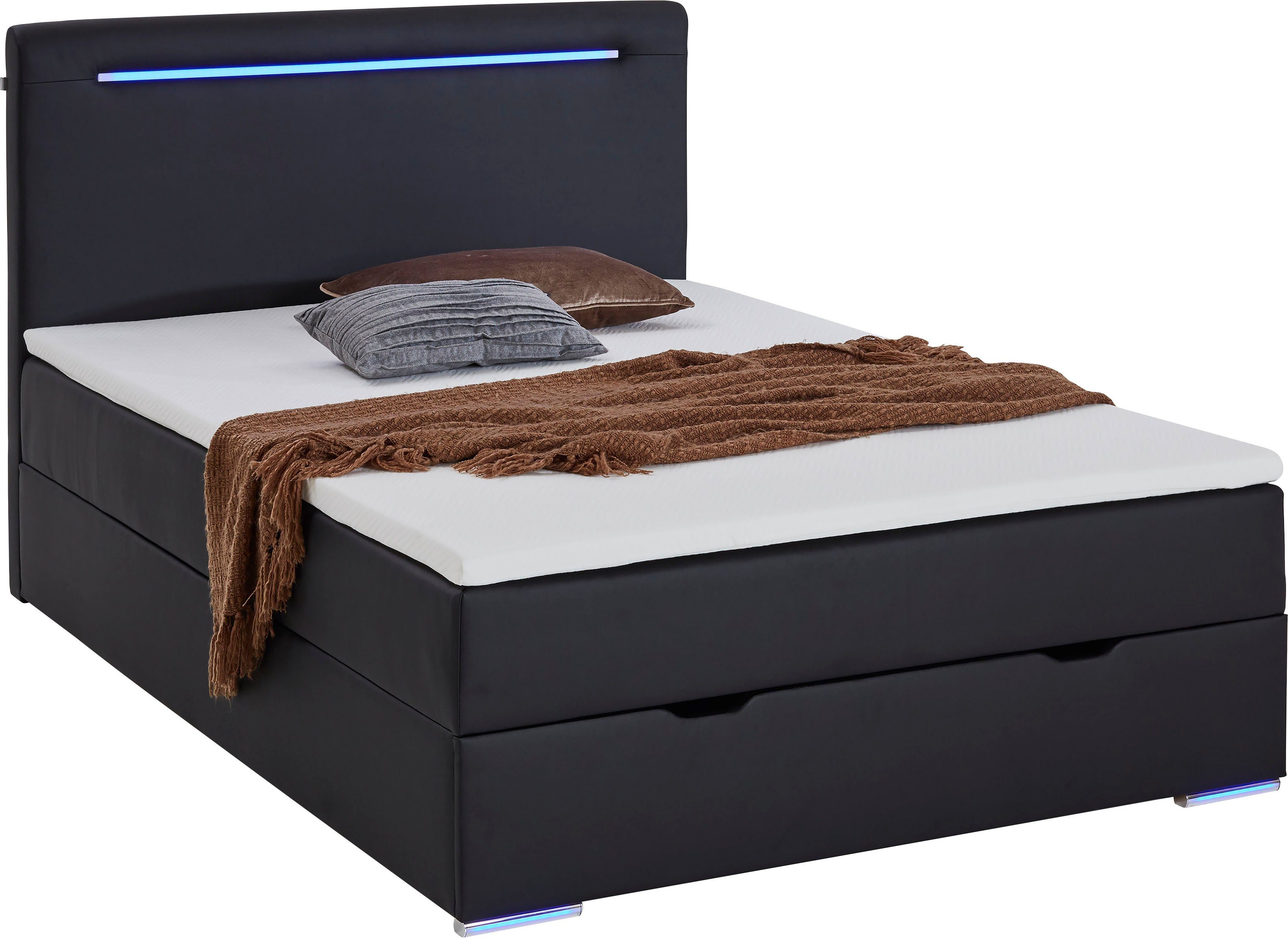 meise.möbel Boxspring Candela 2 inclusief ledverlichting in hoofdbord en poten, met bedkist en topmatras
