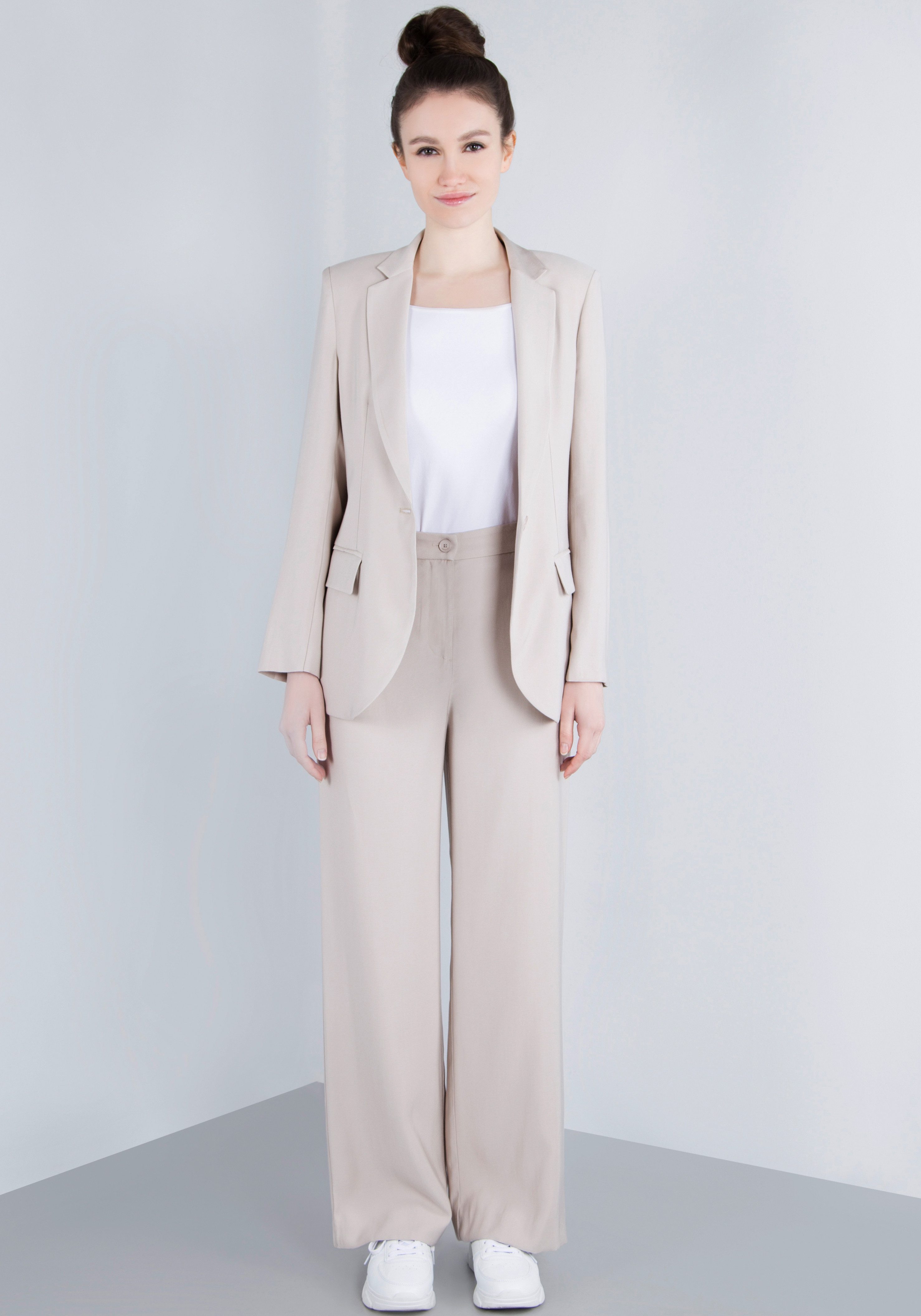 IMPERIAL Bandplooibroek Casual wijde broek met elastische tailleband aan de achterkant