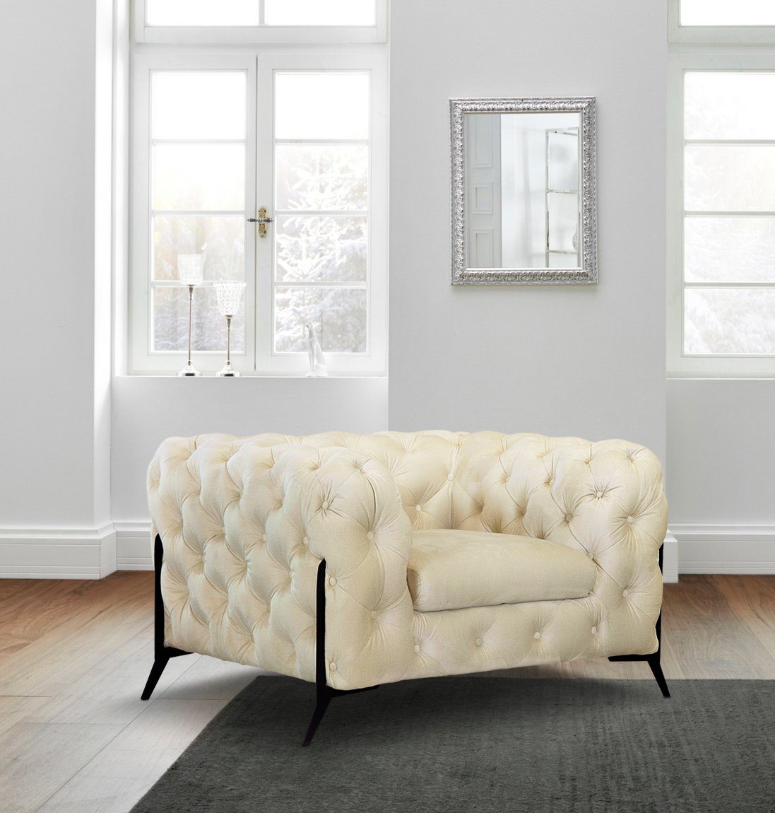 Leonique Chesterfield-fauteuil Amaury Fauteuil luxueuze capitonnage, moderne chesterfield look, kleur van de poten ter keuze