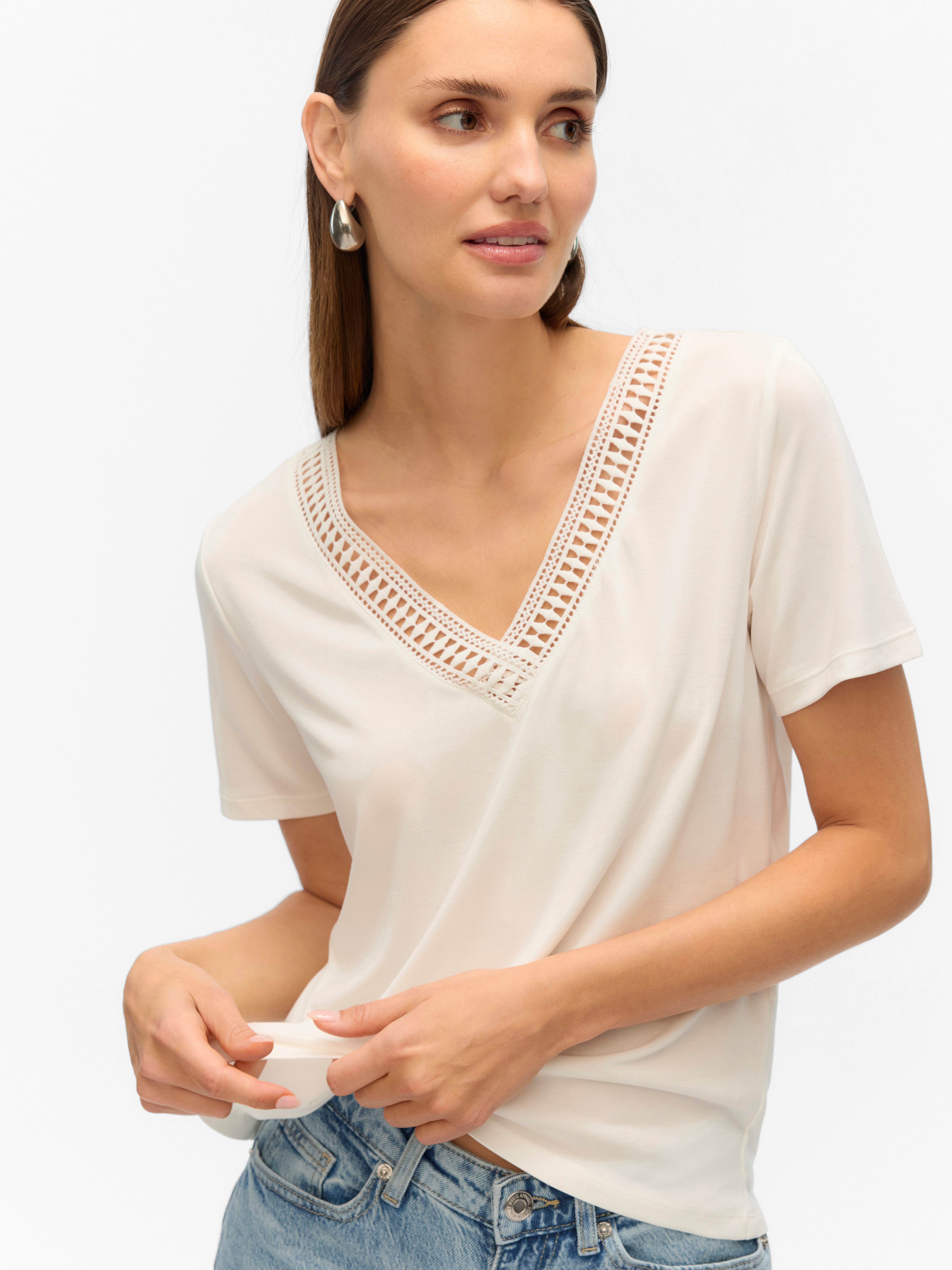 Vero Moda Shirt met korte mouwen VMSAVANNAH LACE 2-WAY SS TOP JRS