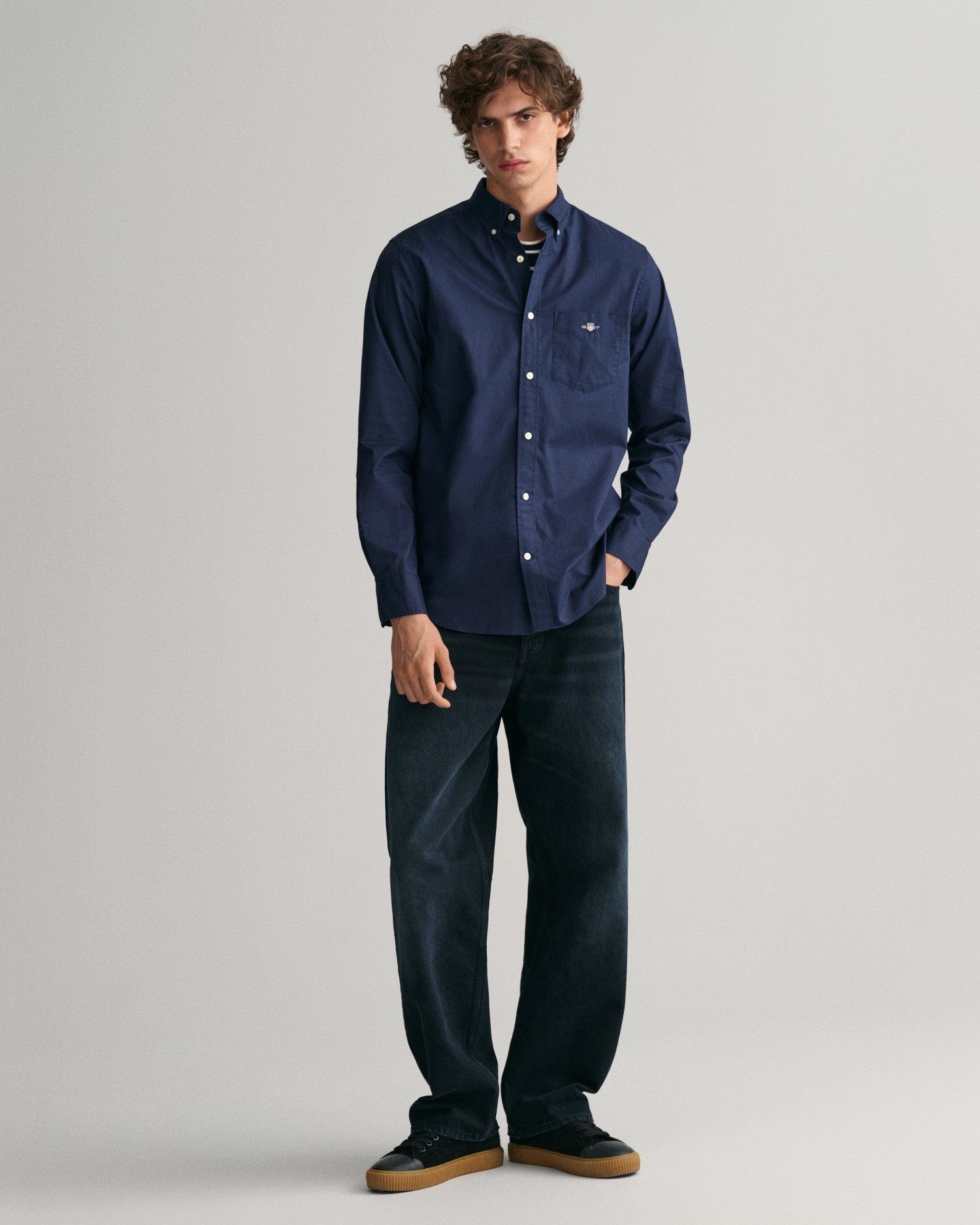 Gant Overhemd met lange mouwen Regular fit poplin overhemd licht slijtvast easy care