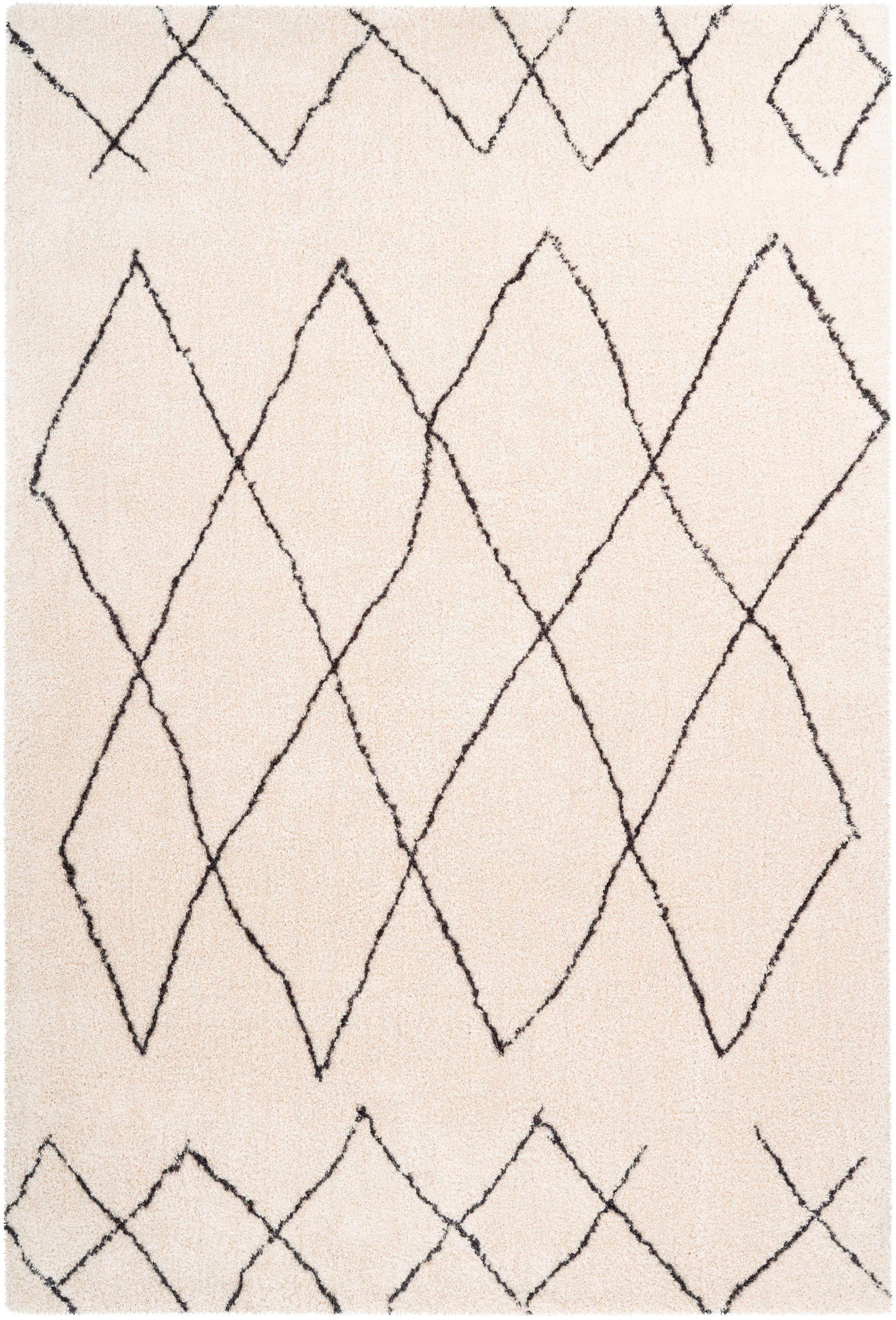 my home Hoogpolig vloerkleed Bella Retro, woonkamer moderne vloerkleden maat 120 cm x 170 cm x 27 mm beige