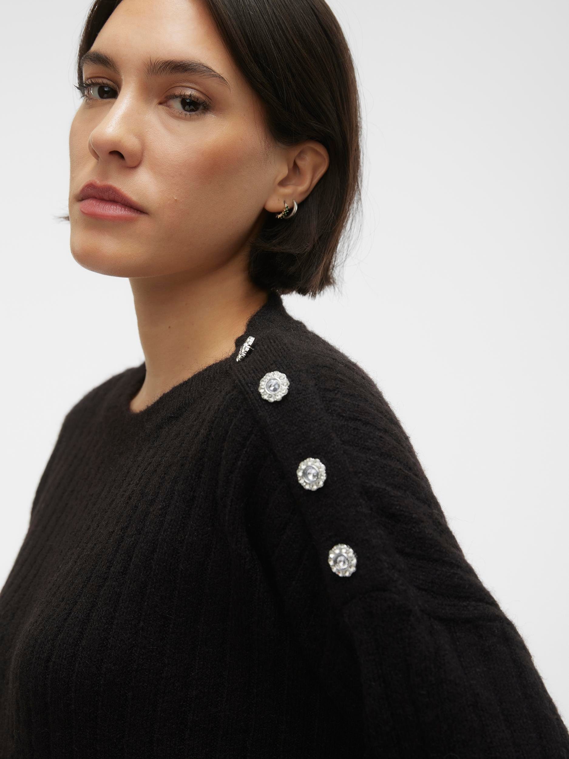 Vero Moda Trui met ronde hals VMELYA LS O-NECK BUTTON PULLOVER GA BOO
