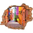 conni oberkircher´s wandfolie alley - veelkleurige steeg zelfklevend, zuiden, multicolour, vakantie mediterraans multicolor