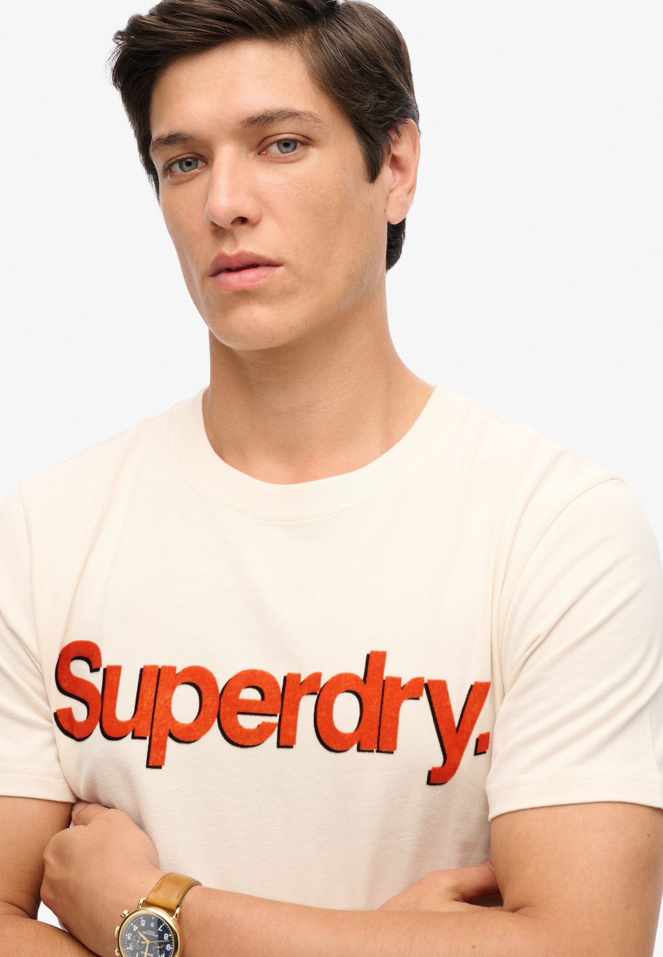 Superdry Shirt met ronde hals CLASSIC CORE LOGO SHADOW TEE