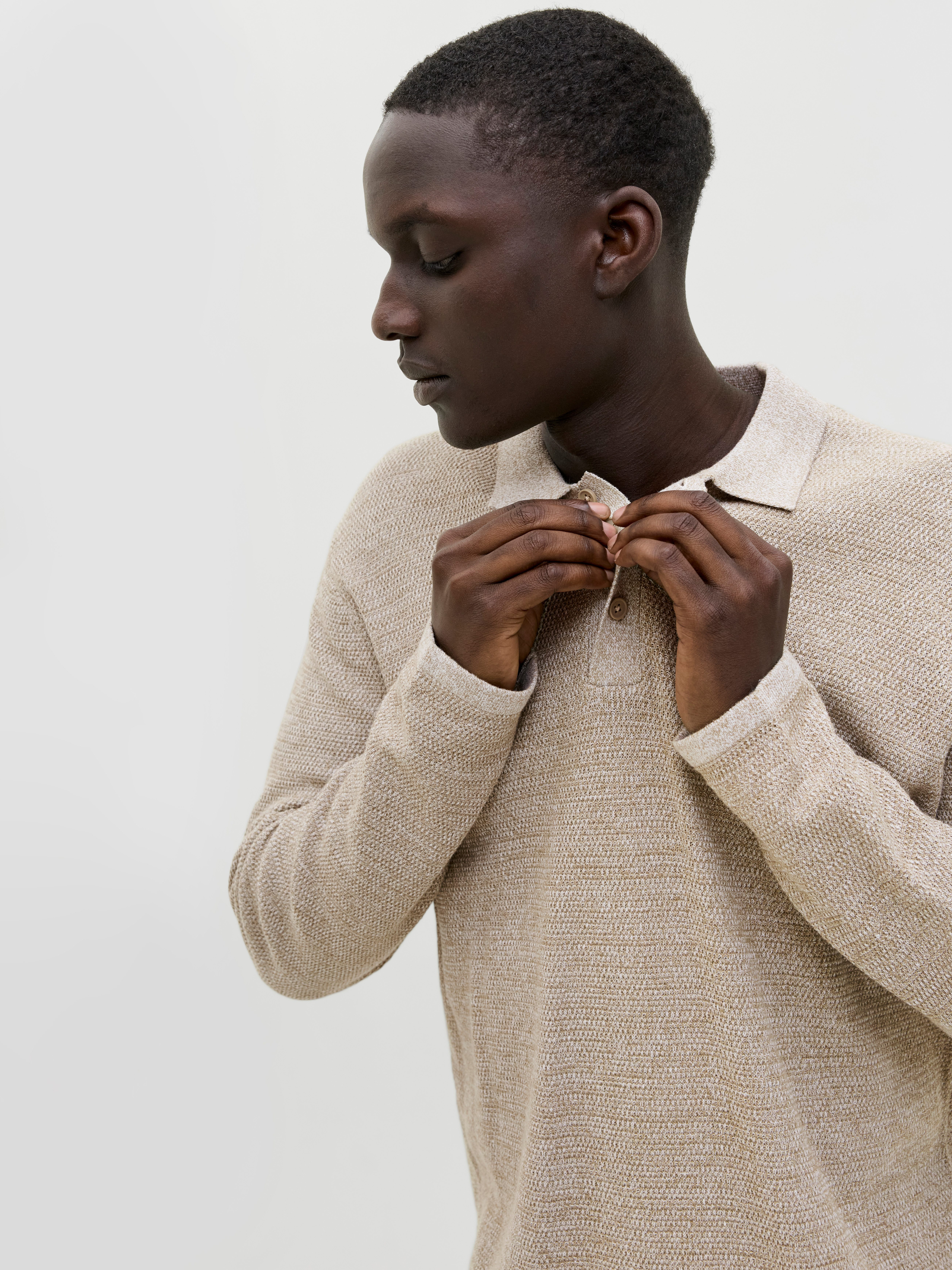 Jack & Jones Gebreide trui JJEGEORGE KNIT POLO LS SN