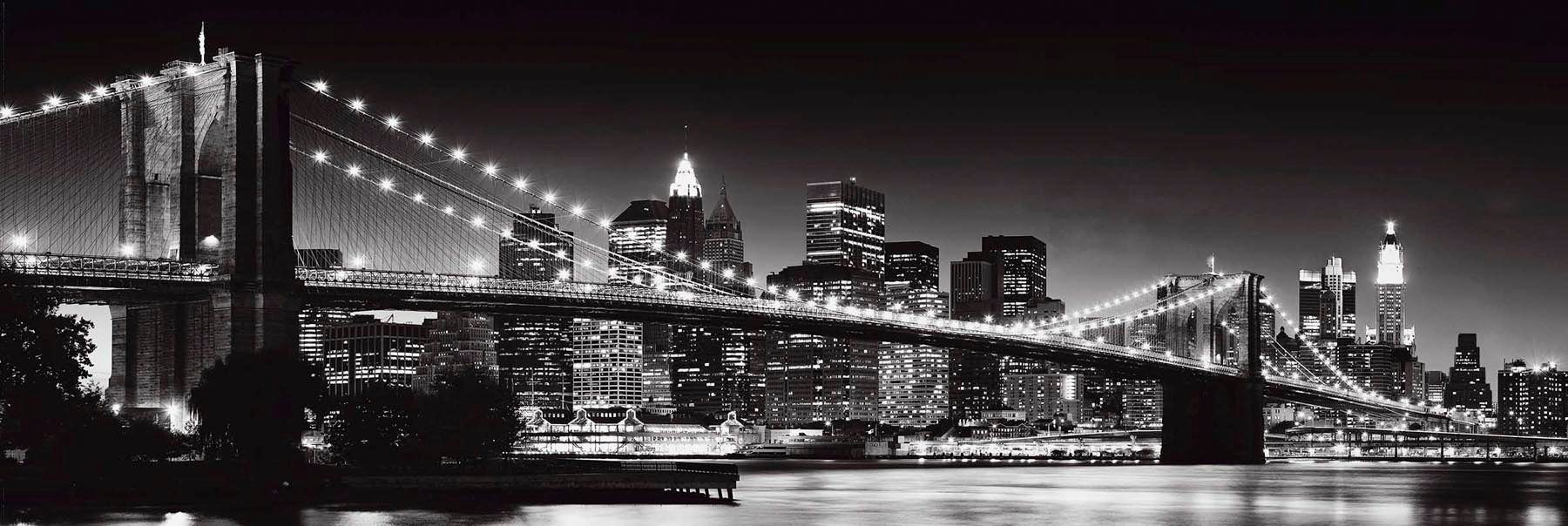 Reinders! Artprint op hout Decoratief paneel 52x156 New York - brooklyn bridge