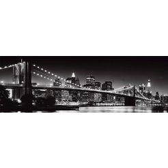reinders! artprint op hout decoratief paneel 52x156 new york - brooklyn bridge zwart