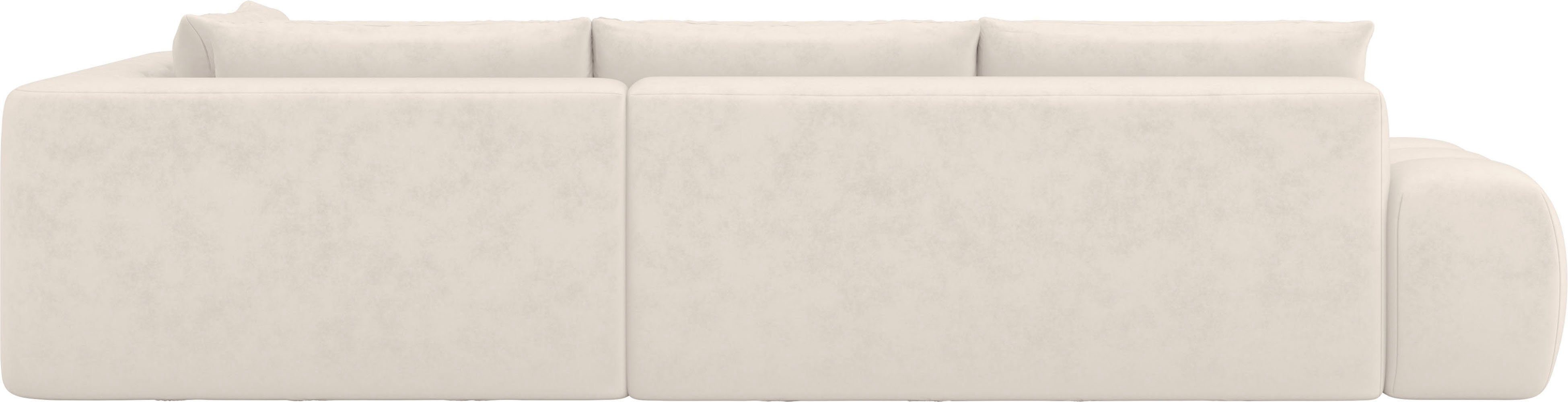 INOSIGN Hoekbank AZITA designsofa, elegant en comfortabel L-vorm, bubbel-look losse rugkussens, droomachtige stiksels, afmetingen b/d/h: 352/210/72 cm