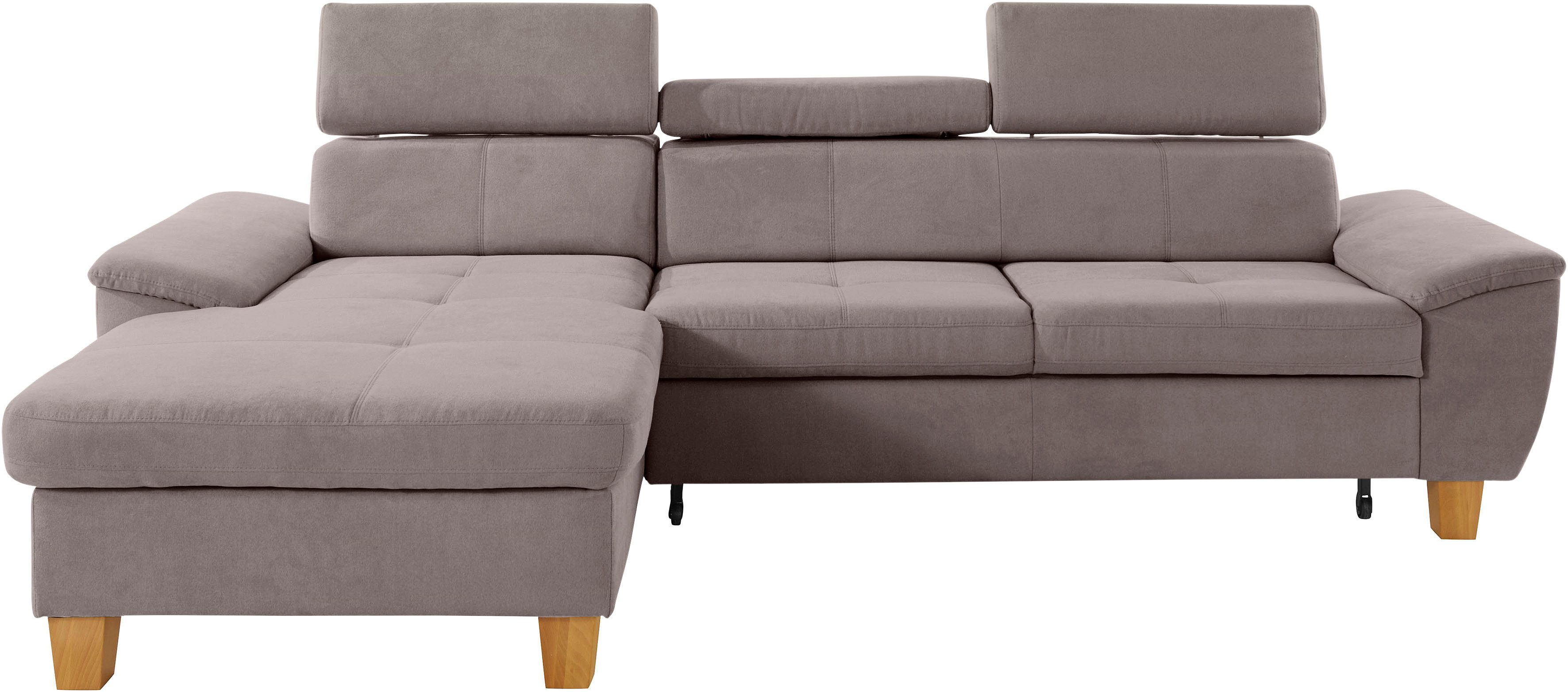 exxpo - sofa fashion Hoekbank Enya, uitgebreide afwerking, hoog zitcomfort, comfortabel, L-vorm inclusief verstelbare hoofdsteun, naar keuze met slaapfunctie en bedkist