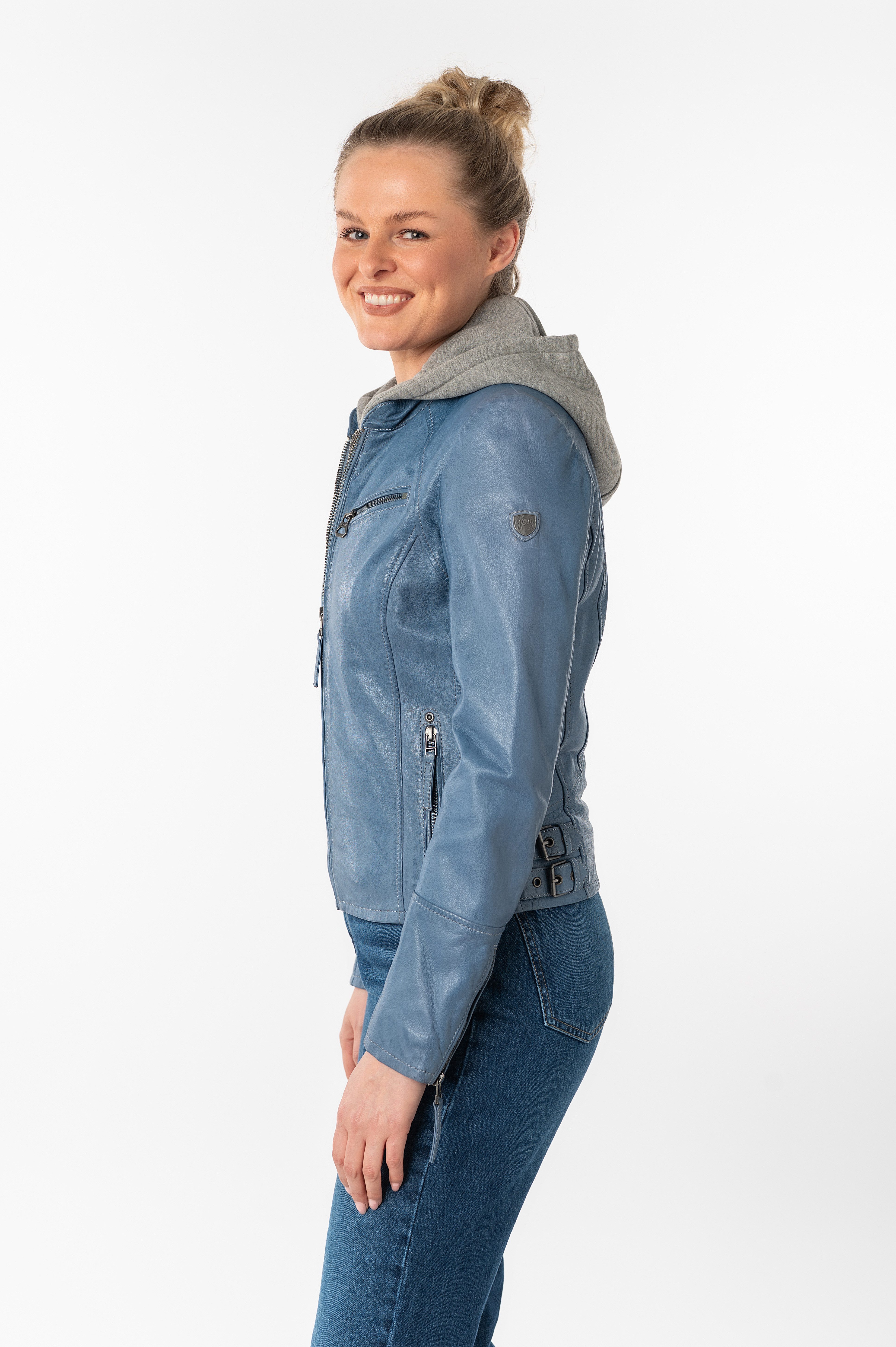 Mauritius Leren jack NOLA Two-in-one stijl - met een afneembare jerseycapuchon