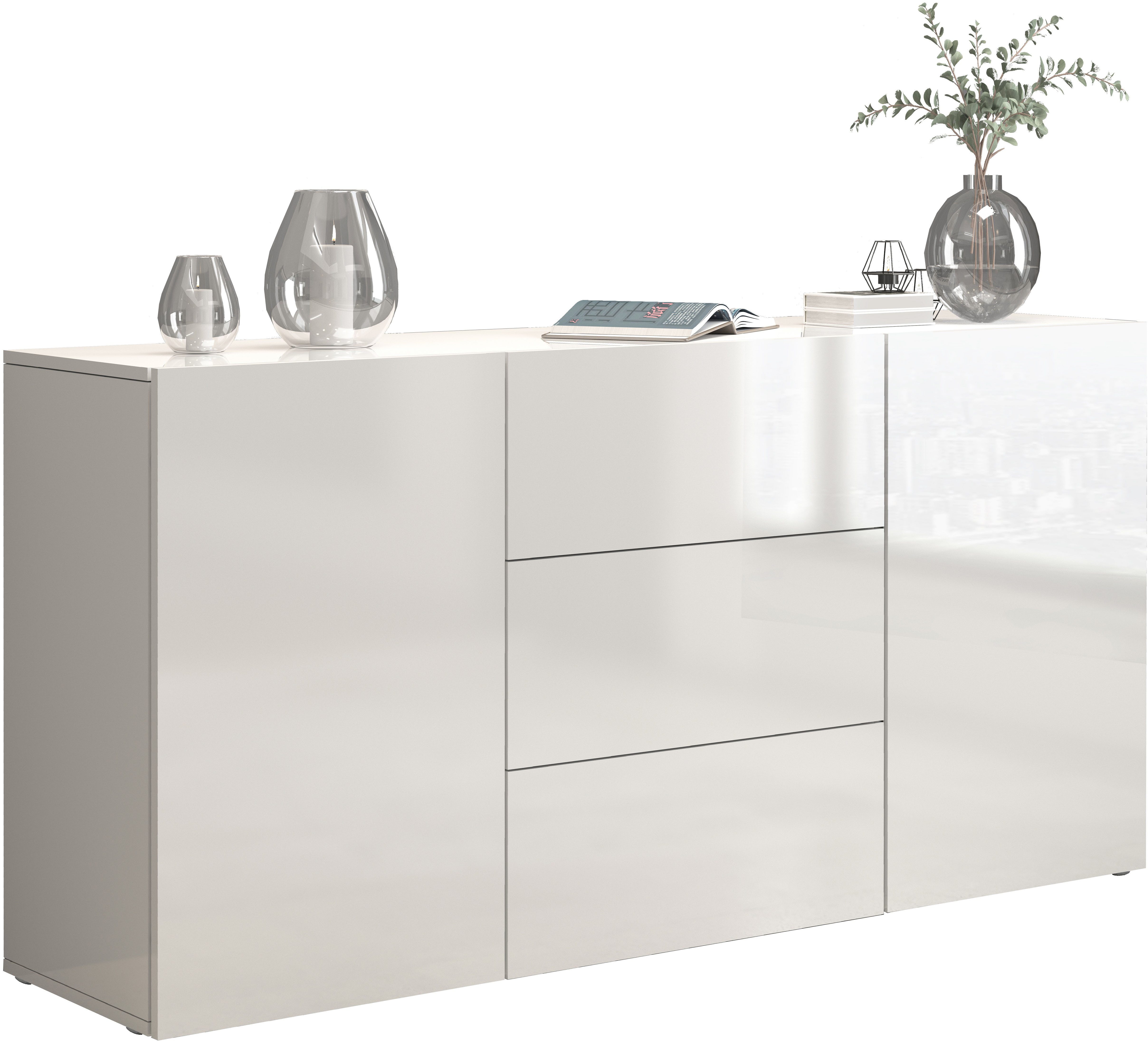 INOSIGN Dressoir Egypt, Ladekast, Kast, Buffet, greeploos 2 deuren, 3 lades, volledig hoogglans gelakt breedte 160