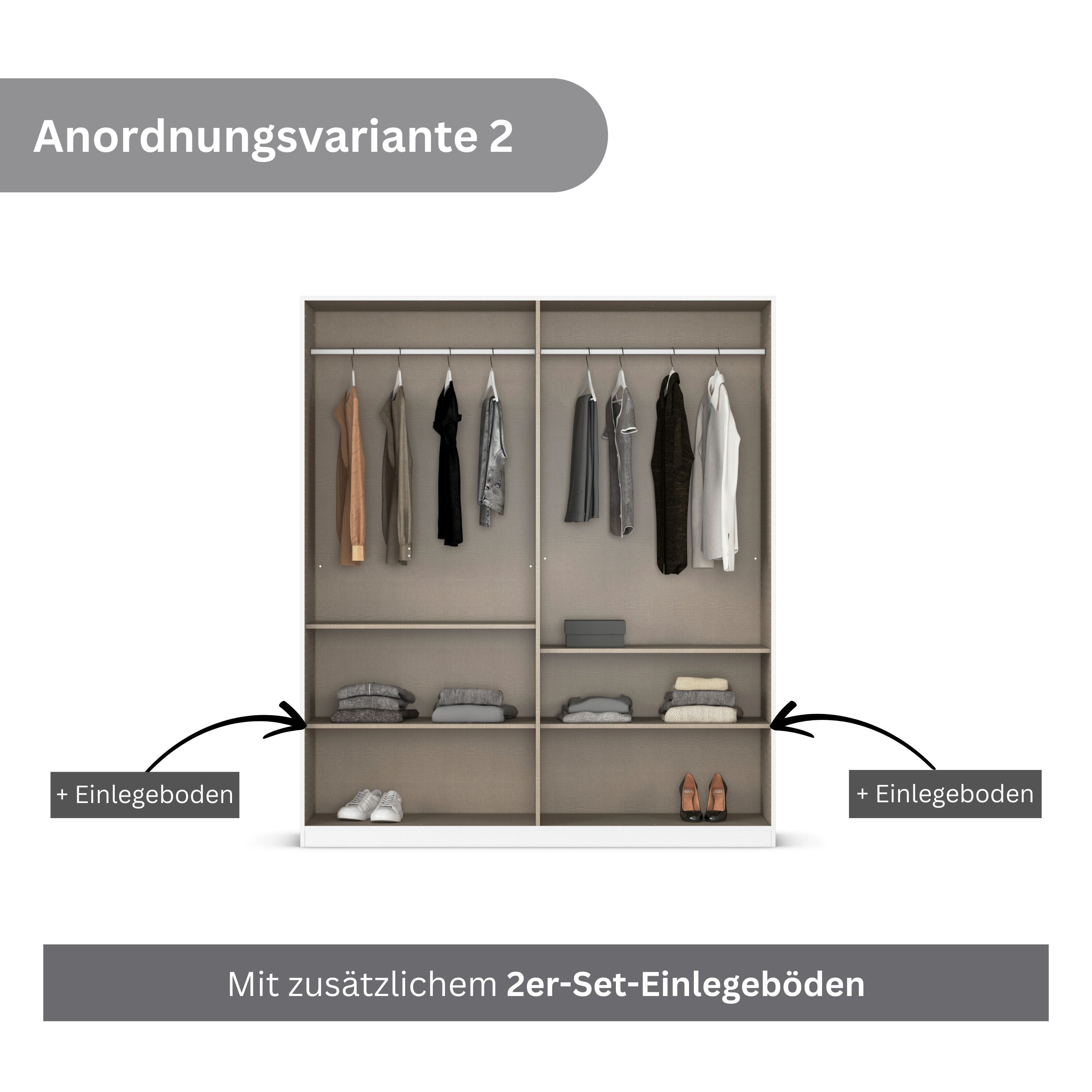 rauch Draaideurkast Kledingkast kast garderobe AGORDO met decor- of hoogglansfront doordachte binnenuitrusting, in 6 breedtes en 2 hoogtes made in germany
