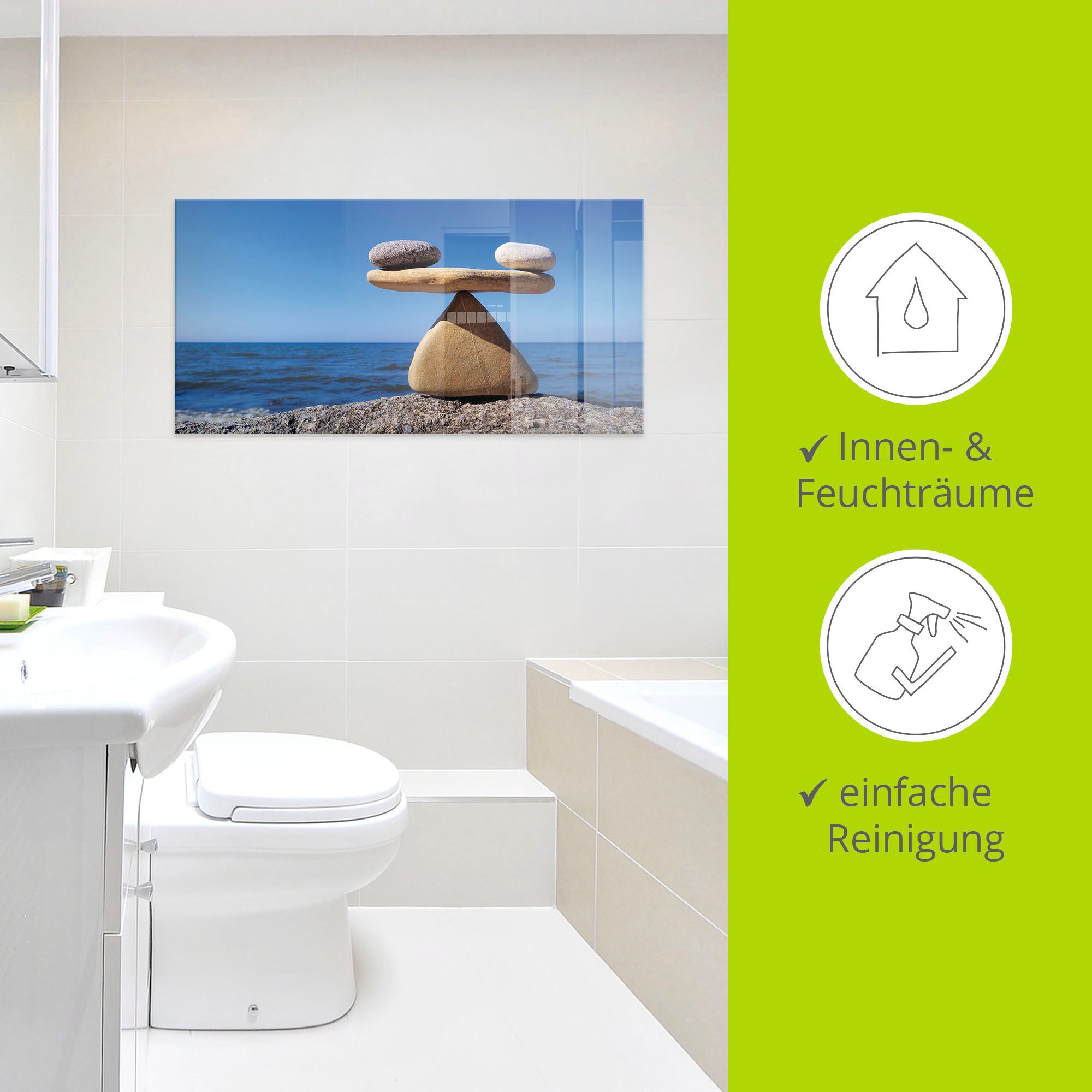 Artland Print op glas Evenwicht - stenen zee
