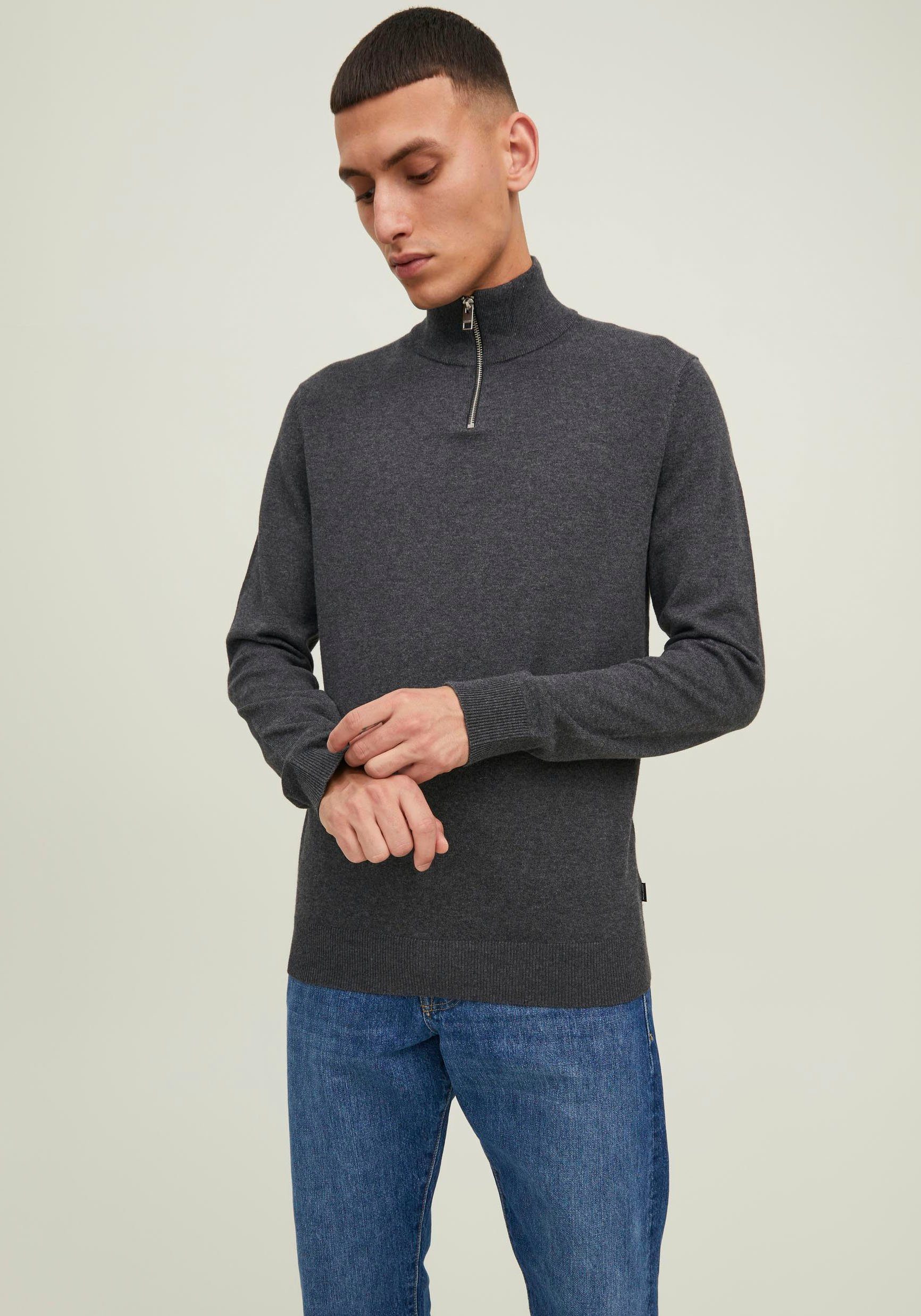 Jack & Jones Trui met ronde hals EMIL KNIT HALF ZIP