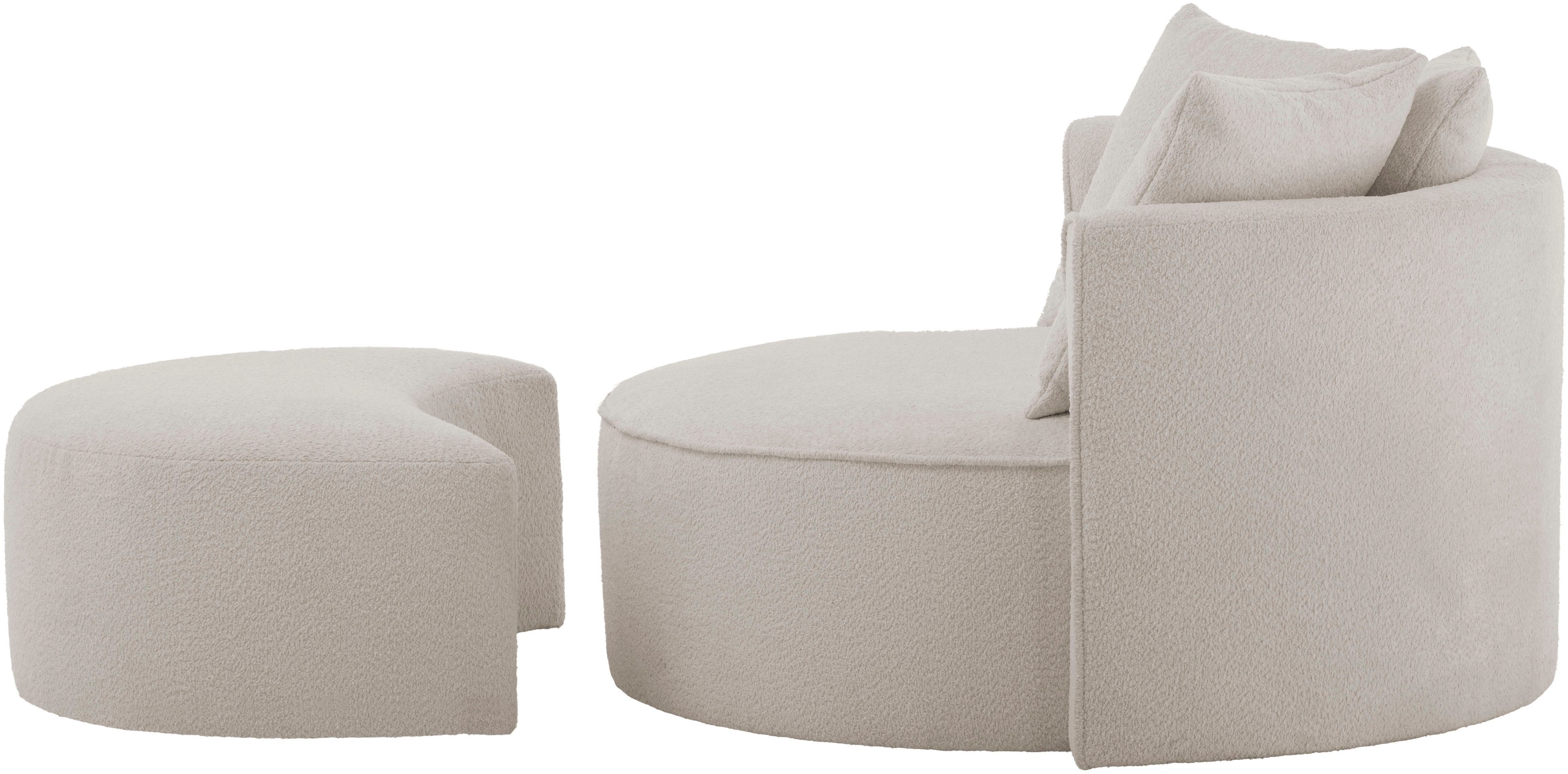 LeGer Home by Lena Gercke XXL-fauteuil Isalie, ronde stoel met voetensteun, leesstoel, loveseat, grote stoel (set)