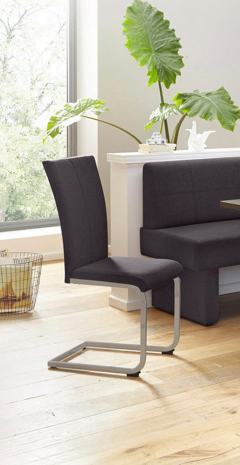 Home affaire Vrijdragende stoel Nils Stoel belastbaar tot 120 kg, frame metaal in chroom-look of zwart (set, 2 stuks)