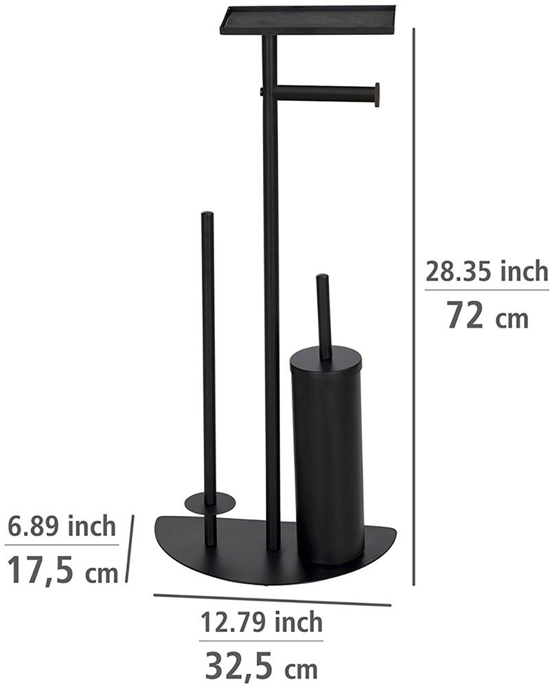 WENKO Toiletset Model Cosenza Neo ruimtebesparende 4-in-1 standaardset met plank, gelakt staal