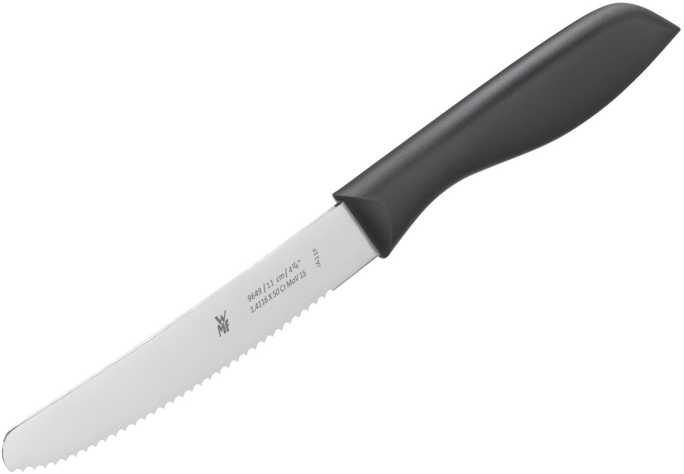 WMF Bestekset Vespermesser schwarz, Klinge mit Wellenschliff aus Spezialklingenstahl ideaal voor tussendoortje, speciaal messenstaal, set van 6 (set, 6-delig)