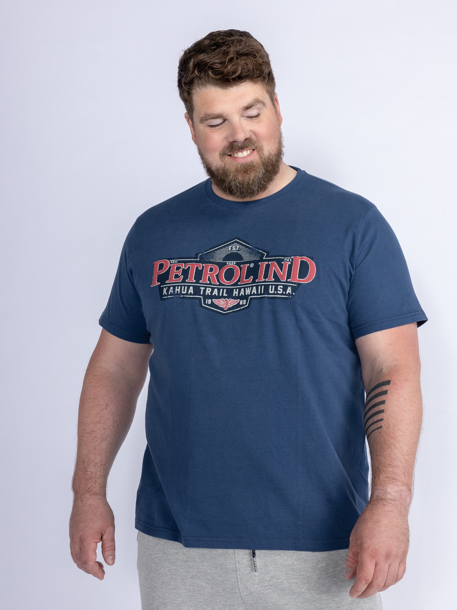 Petrol industries Plus Size T-shirt met printopdruk petrol blue