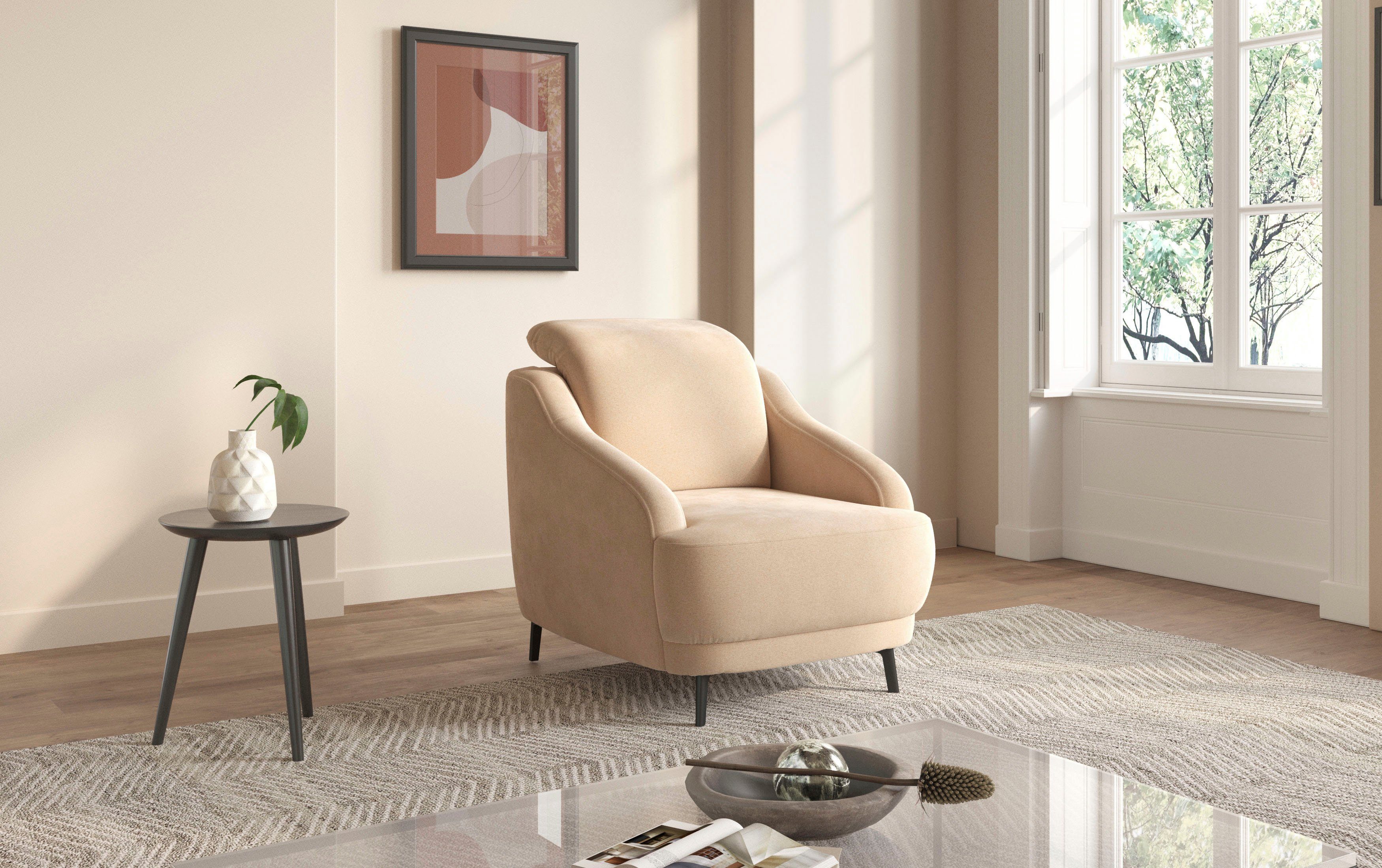 sit&more Fauteuil Blues met metalen poten, matzwart (1 stuk)