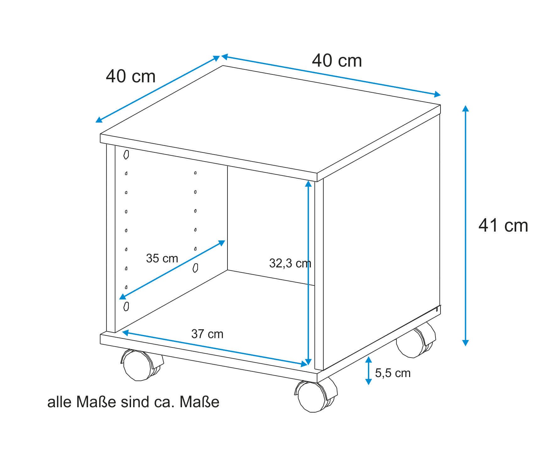 VOGL Möbelfabrik Kastje op wieltjes 1191, Bürocontainer, Nachtschrank (1 stuk)