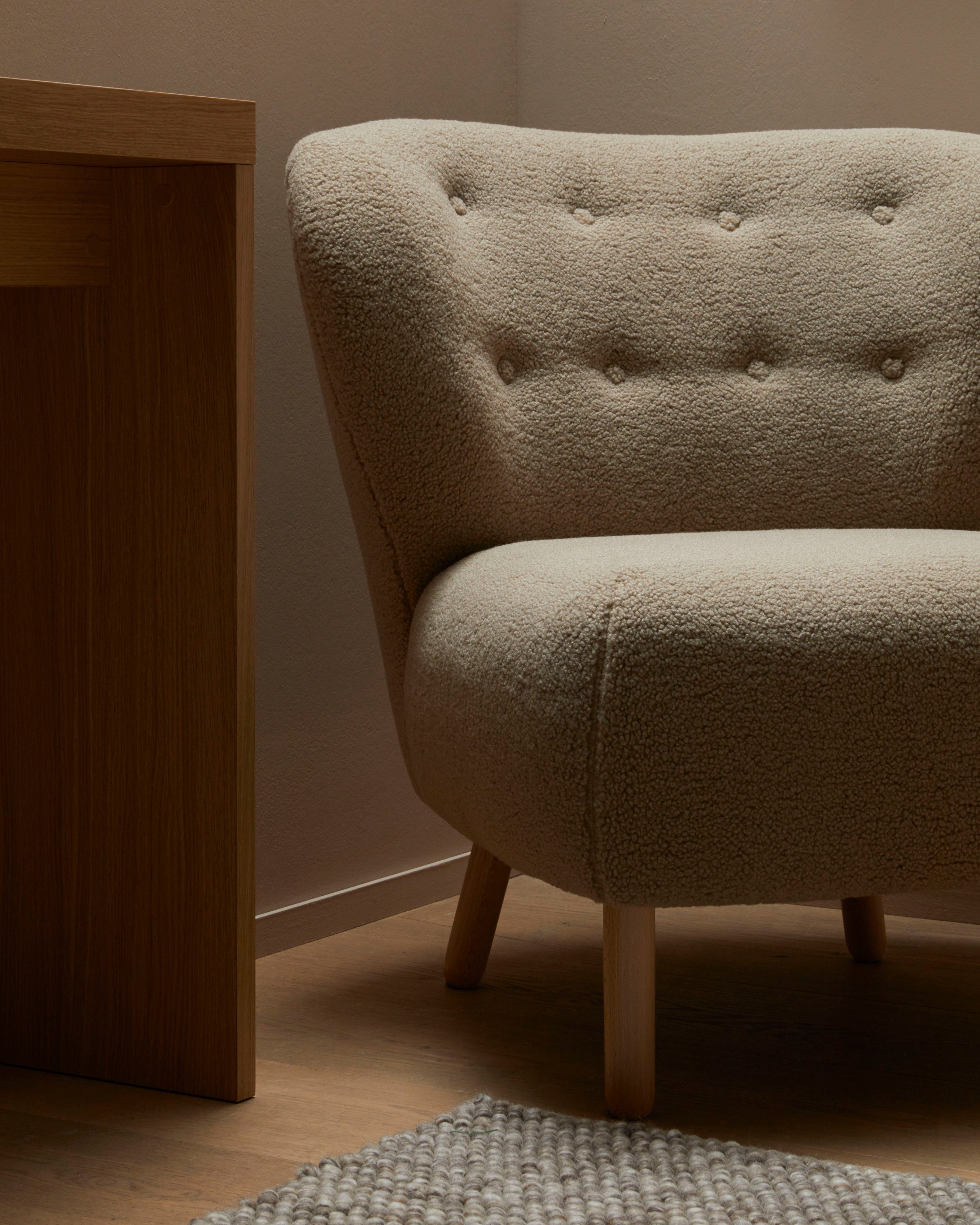 LeGer Home by Lena Gercke Fauteuil Dinah Knoopdetails op de achterkant, naar keuze met of zonder poef/voetenbank