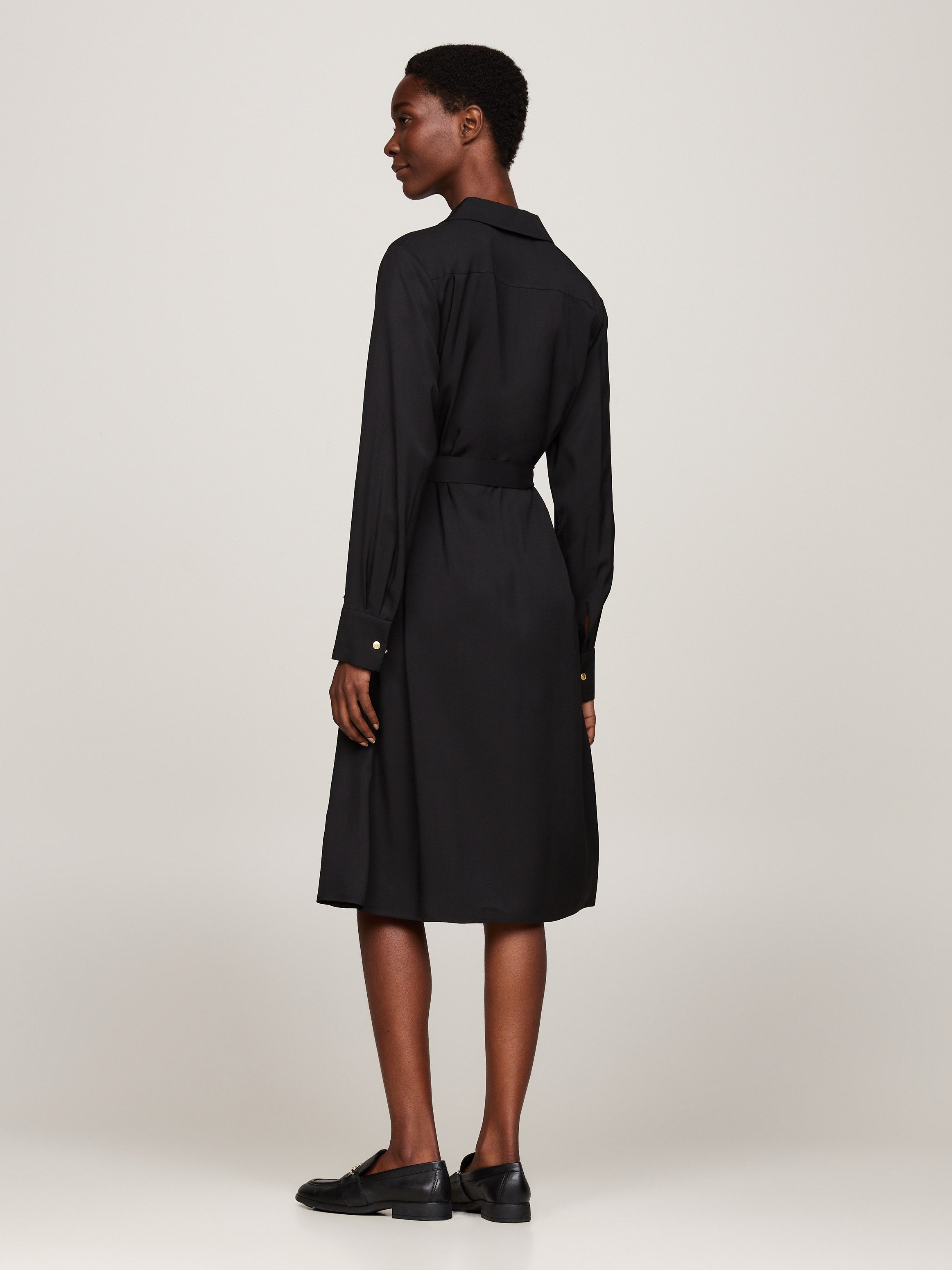 Tommy Hilfiger Jurk met overhemdkraag FLUID VISCOSE SHIRT DRESS vloeiende viscose kwaliteit