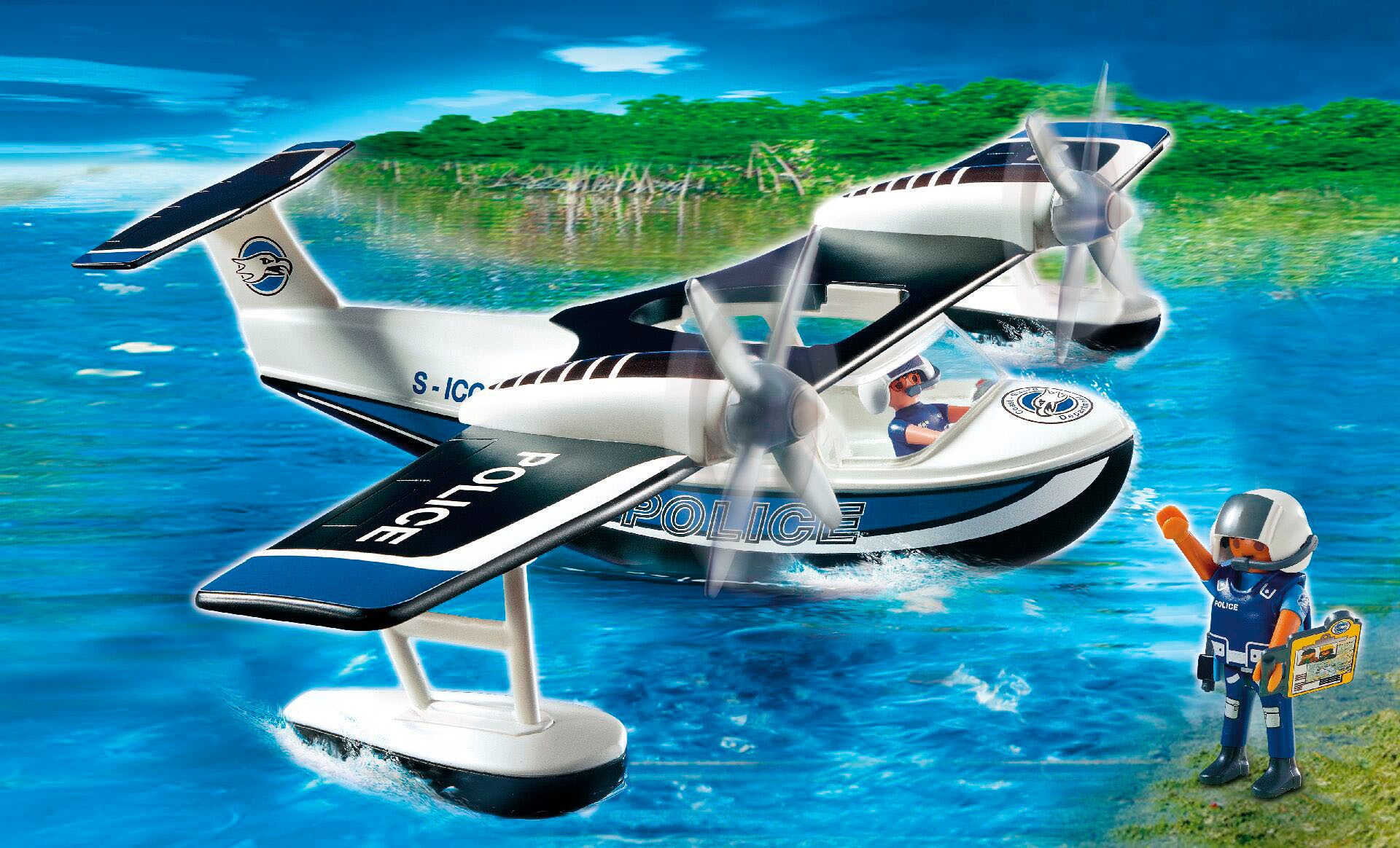 Playmobil® Constructie-speelset Polizei Wasserflugzeug (4445), Action Heroes (30-delig)