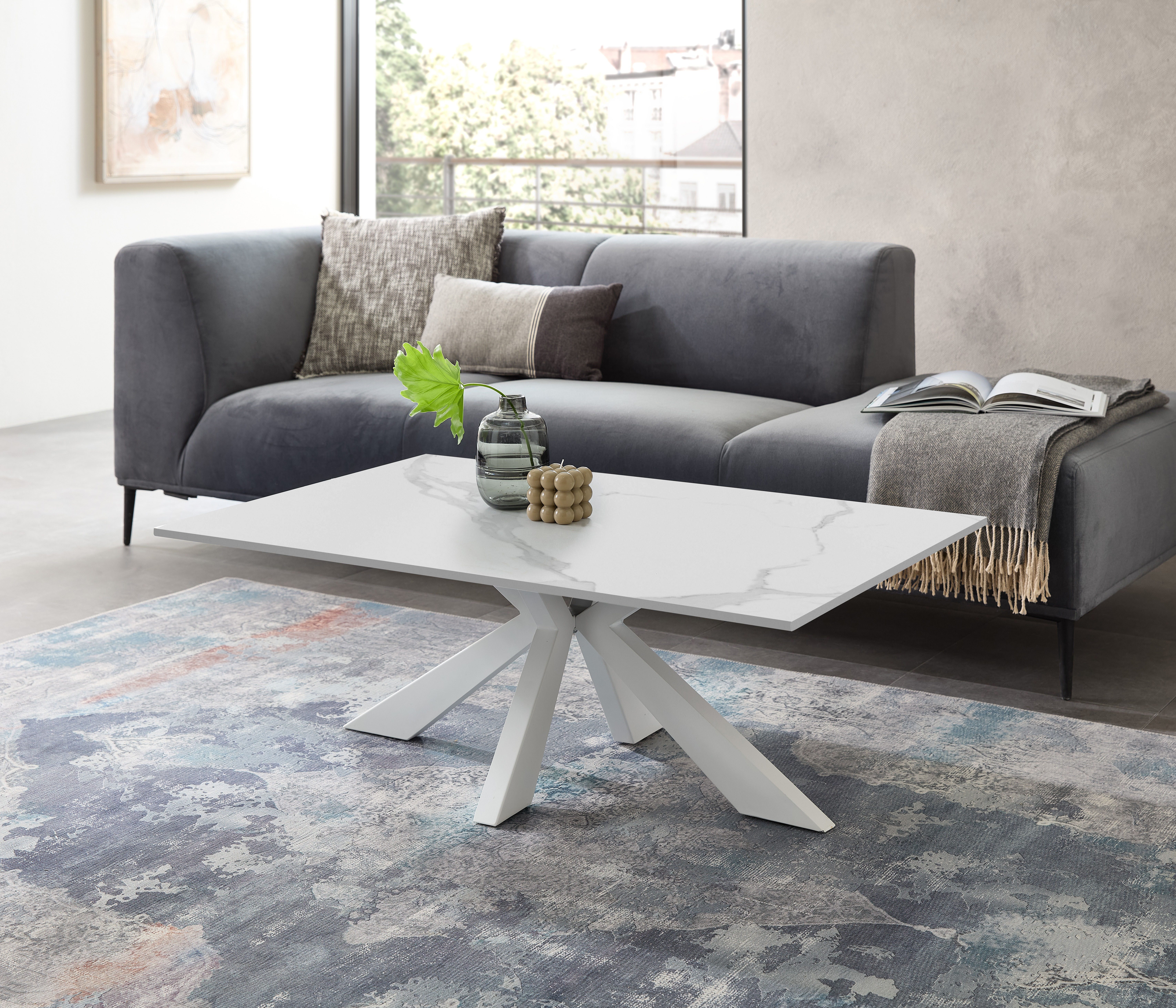 Stolkom Salontafel Noah salontafel keramiek, wit gemarmerd, BxHxD 110x40x70 cm