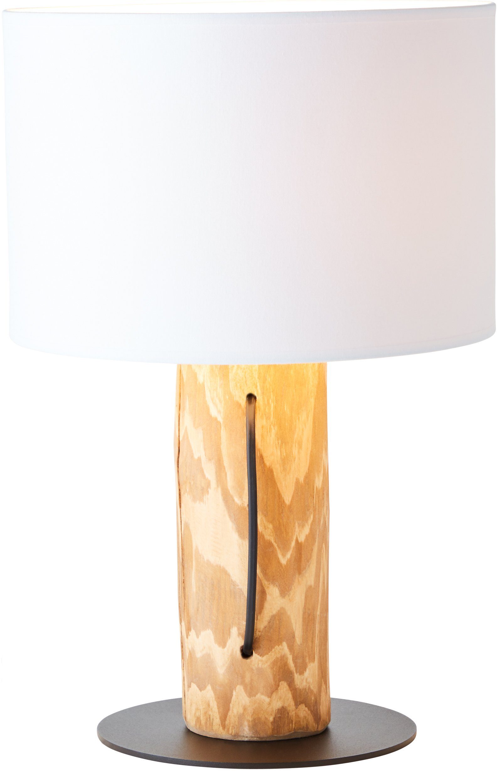 Brilliant Leuchten Tafellamp Jimena 43 cm hoogte, ø 30 cm, e27, hout/textiel, grenen gebeitst/wit (1 stuk)