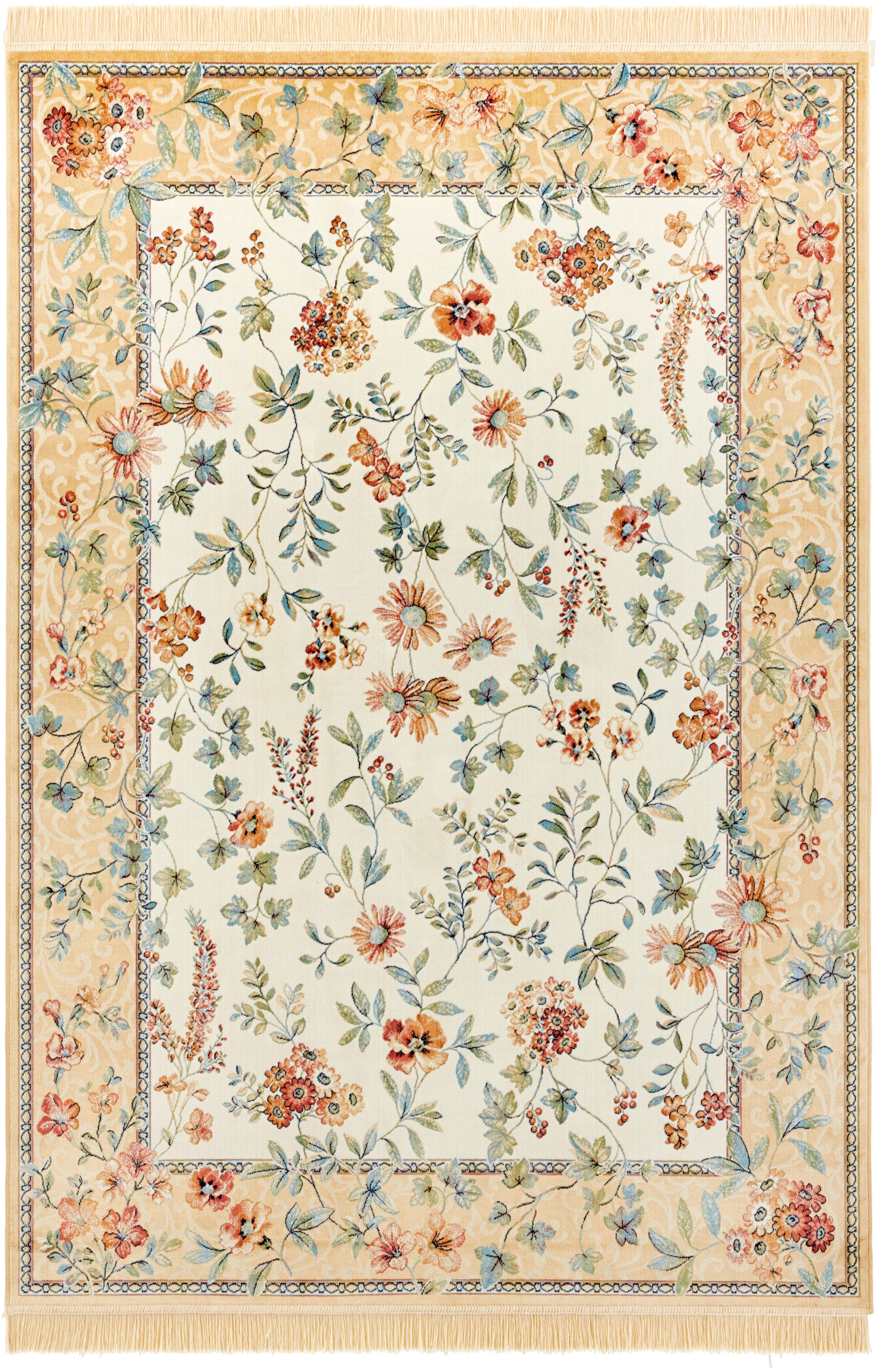 NOURISTAN Vloerkleed Orient Flowers Oriëntaals met franje, oriënt, woonkamer, slaapkamer, eetkamer