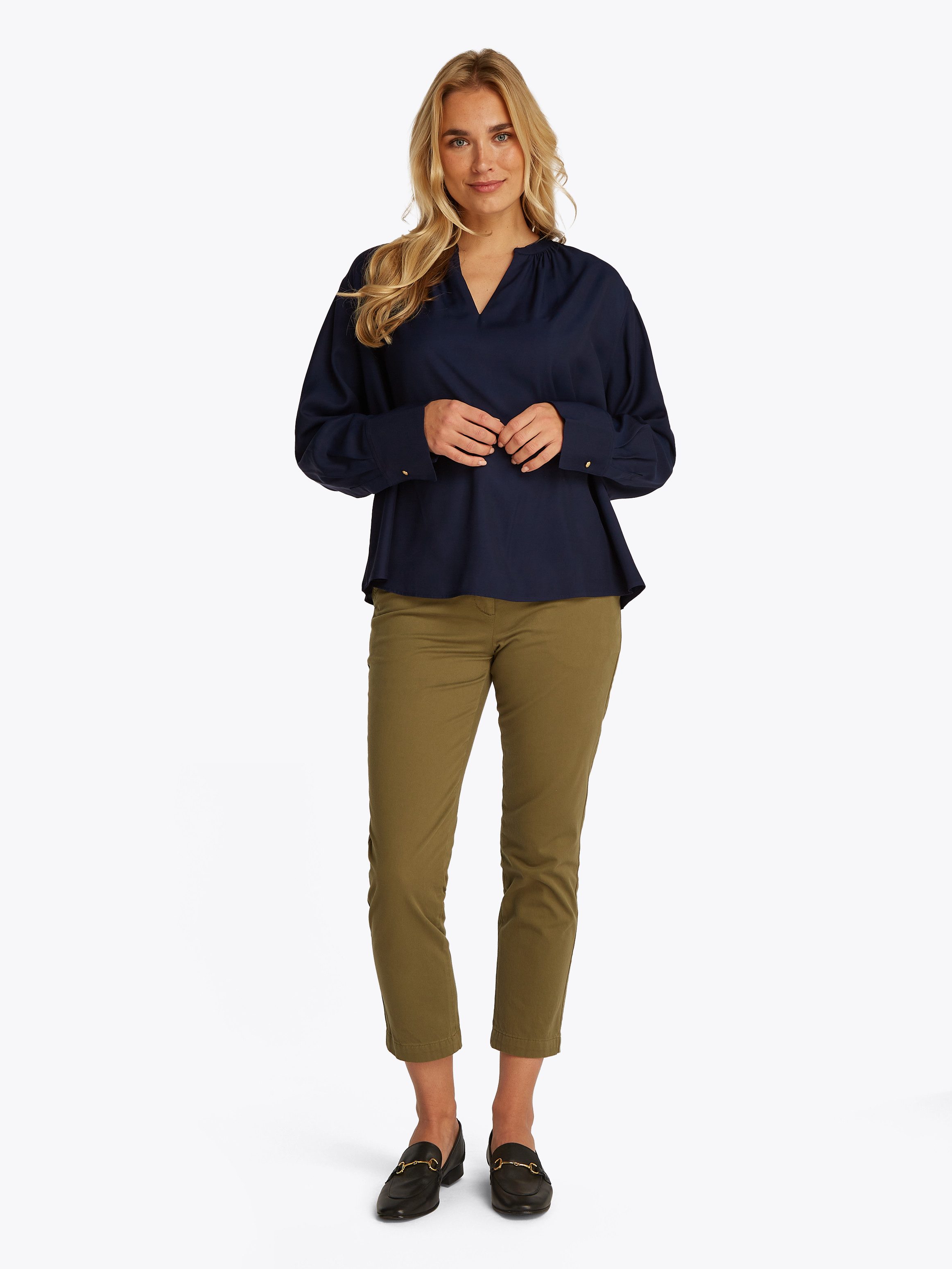 Tommy Hilfiger Curve Klassieke blouse CRV SOFT VIS V NECK LS BLOUSE