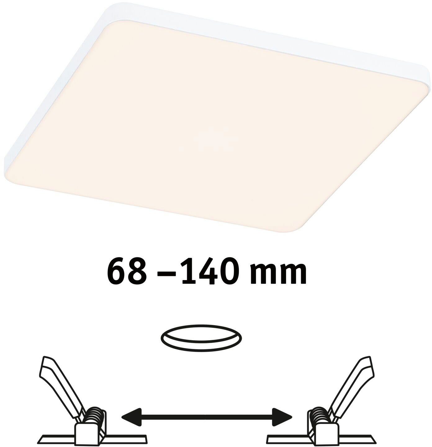 Paulmann Ledinbouwlamp Veluna VariFit Edge IP44 vierkant 160x160mm 1100lm 3000K Wit (1 stuk)