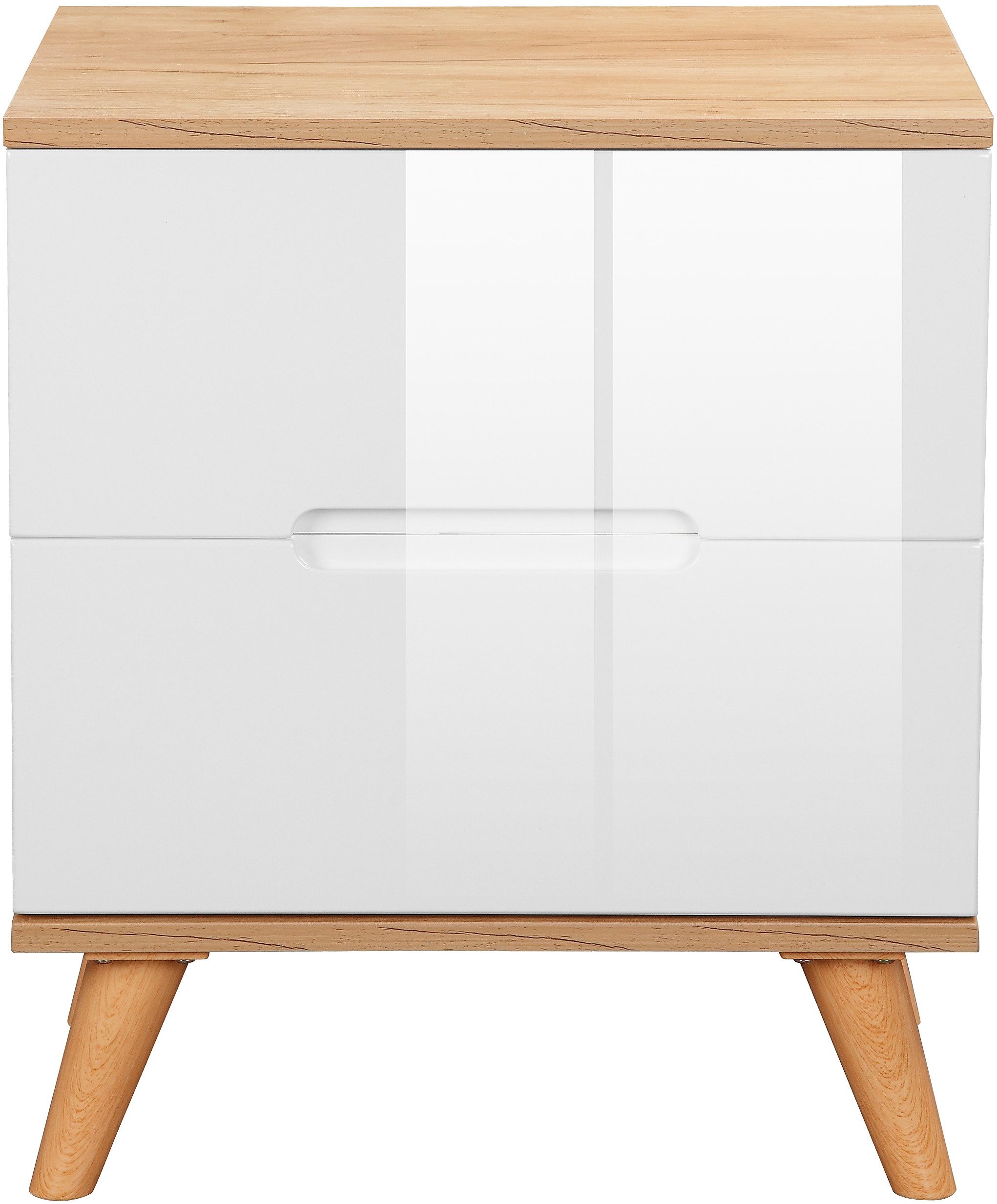 andas Nachtkastje Lund nachttafel bijzetkast commode met hoogglans fronten Nachtkastje met 2 lades bestseller in Scandinavisch design