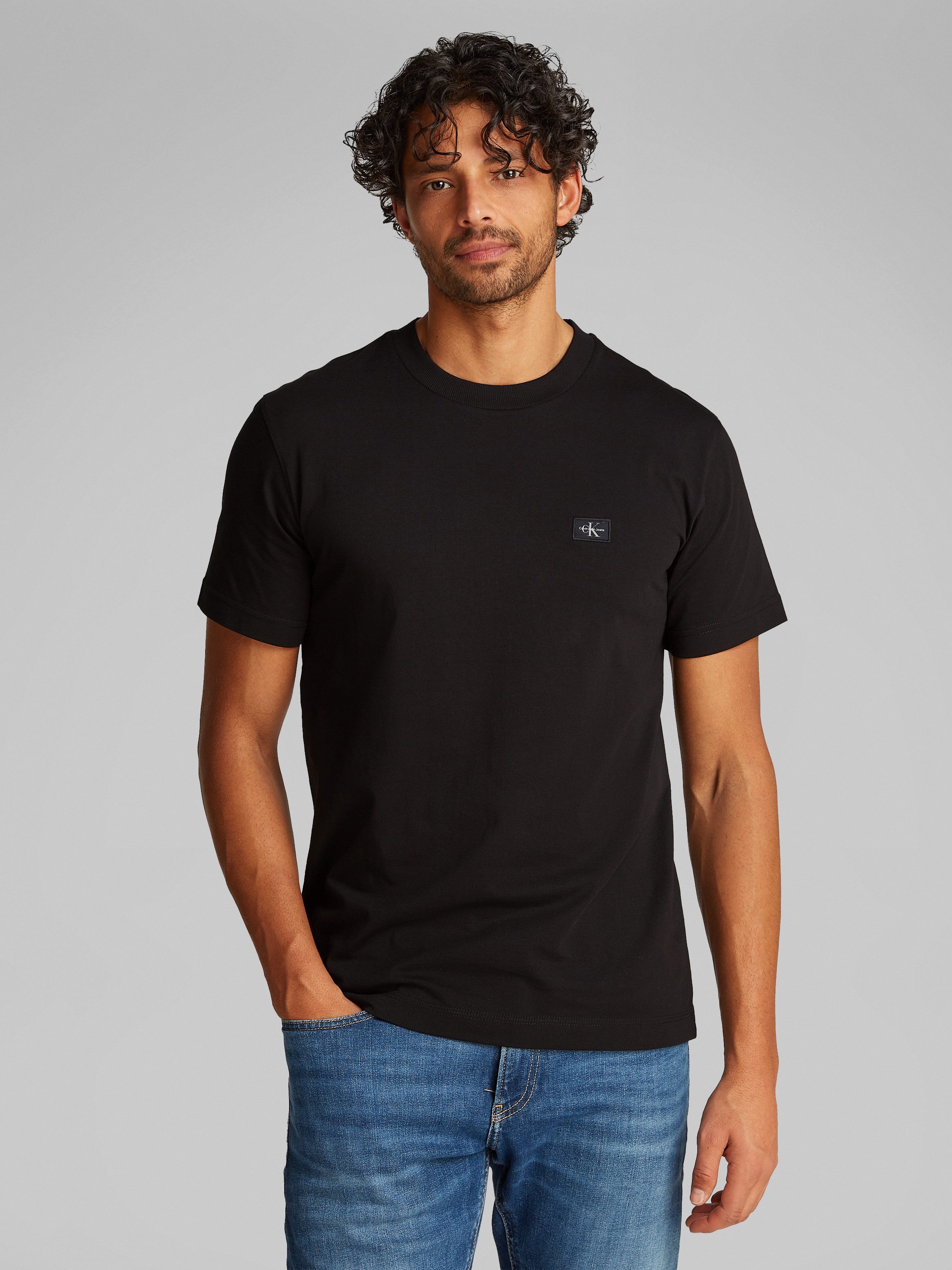 Calvin Klein Shirt met ronde hals WOVEN LABEL REGULAR TEE